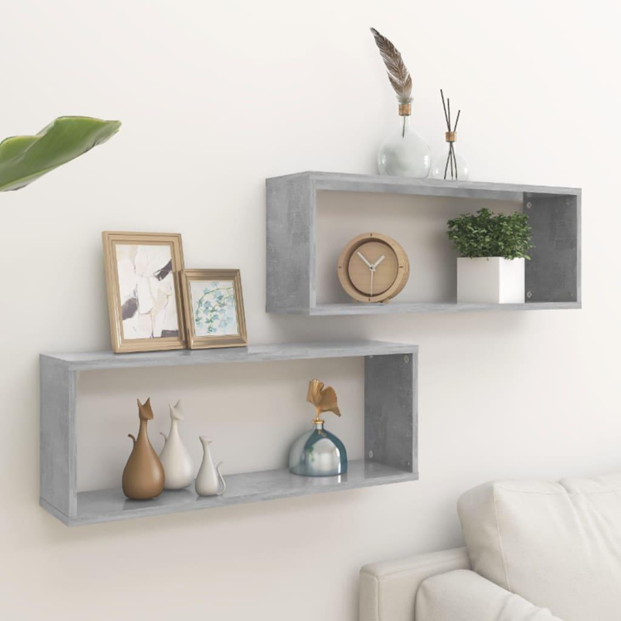 VIDAXL Etageres murales cube 2 pcs Gris beton Bois d'ingenierie