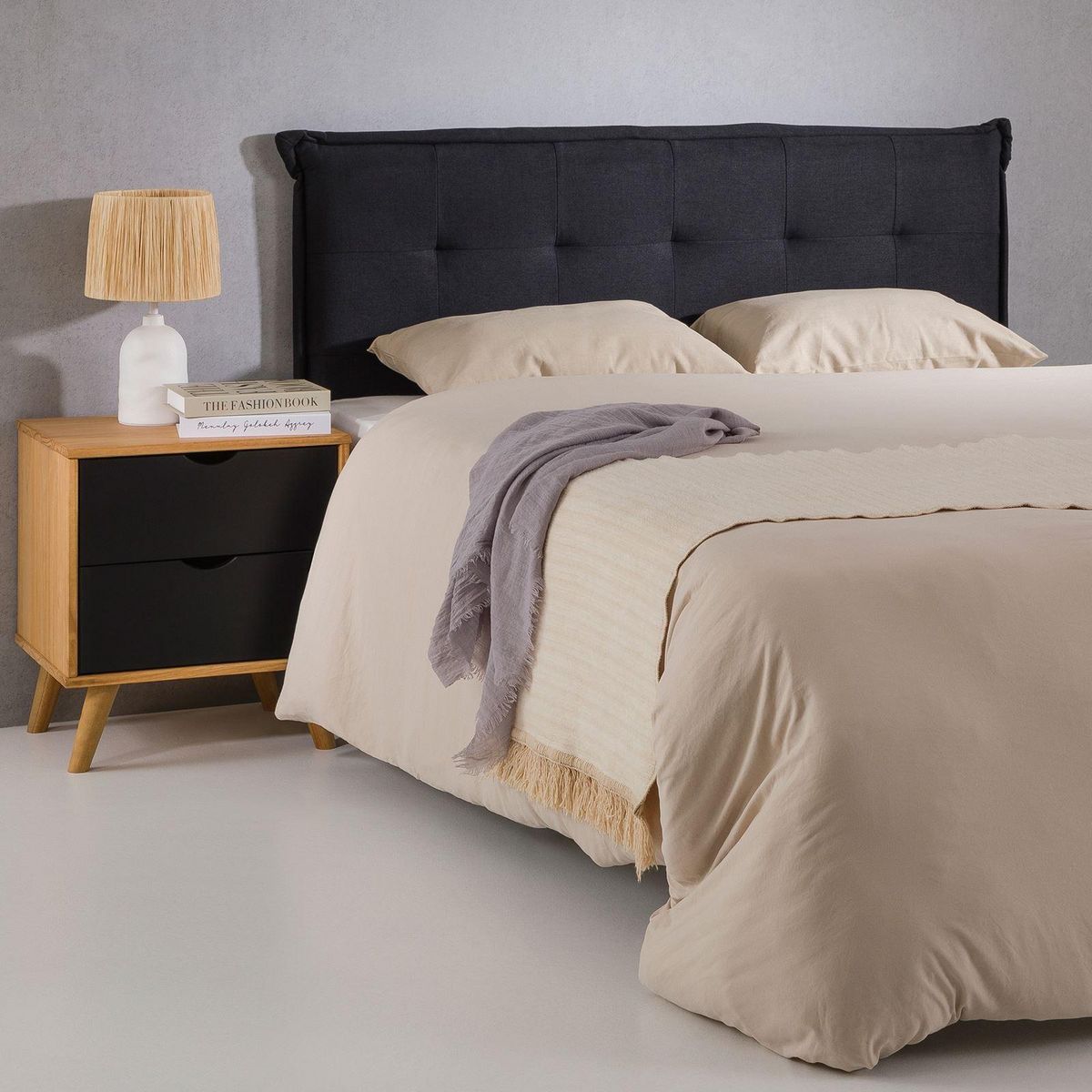 IDIMEX Tête de lit EBEYA 120 capitonnée sur pieds, en tissu