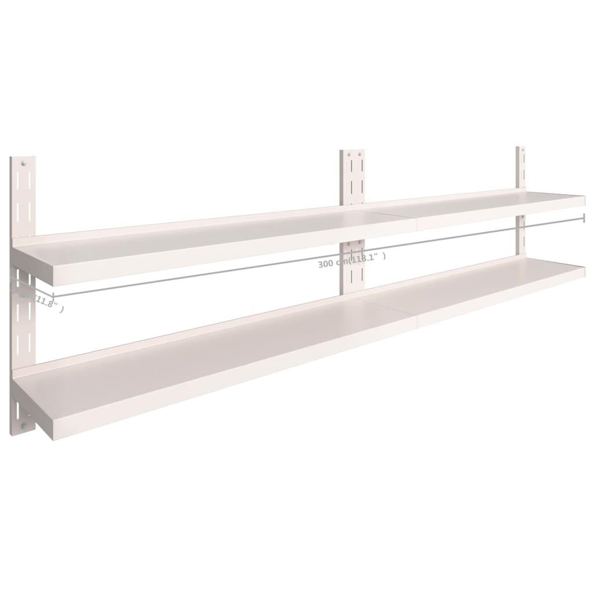 Voir la diapositive 6 : VIDAXL Etageres murales flottantes a 2 niveaux 2 pcs Inox 300x30 cm