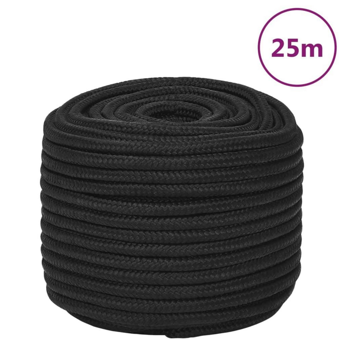 VIDAXL Corde de bateau Noir complet 12 mm 25 m Polypropylene