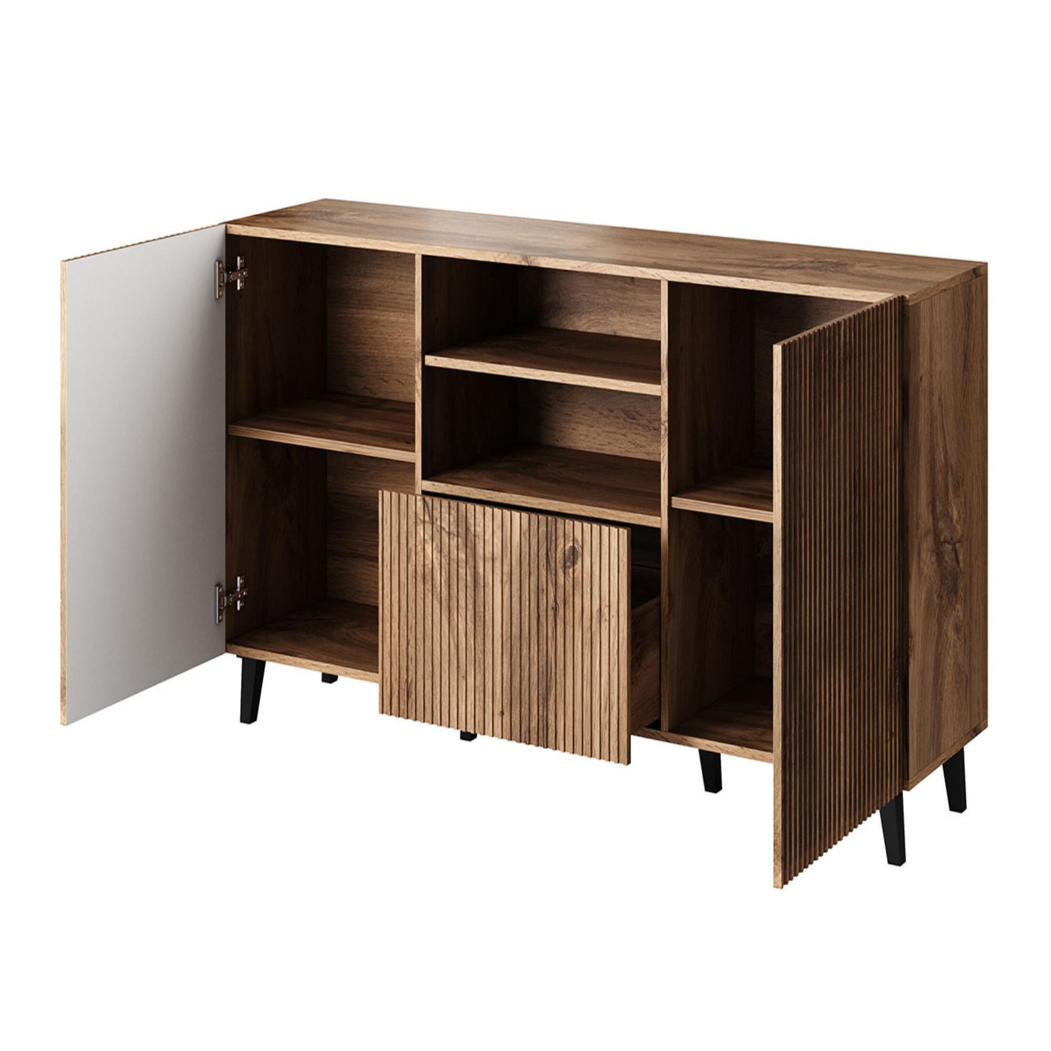 Voir la diapositive 2 : BEST MOBILIER Come - buffet bas - effet bois - 2 portes, 1 tiroir et 1 niche - 150 cm