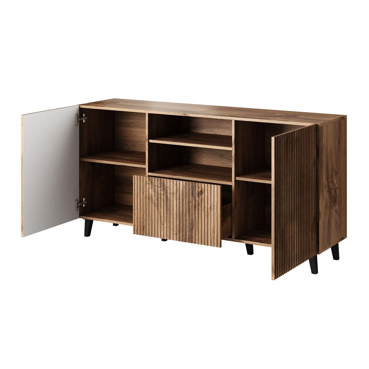BEST MOBILIER Come - buffet bas - effet bois - 2 portes, 1 tiroir et 1 niche - 150 cm