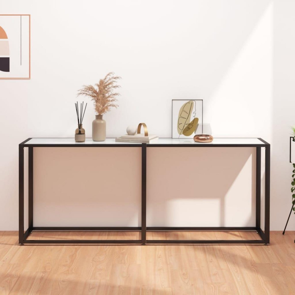 VIDAXL Table console Marbre blanc 180x35x75,5 cm Verre trempe