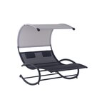 CONCEPT USINE Transat double à bascule avec auvent noir et gris VAÏTA