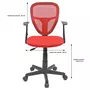 IDIMEX Chaise de bureau pour enfant STUDIO fauteuil pivotant et ergonomique avec accoudoirs, siège à roulettes hauteur réglable, mesh rouge