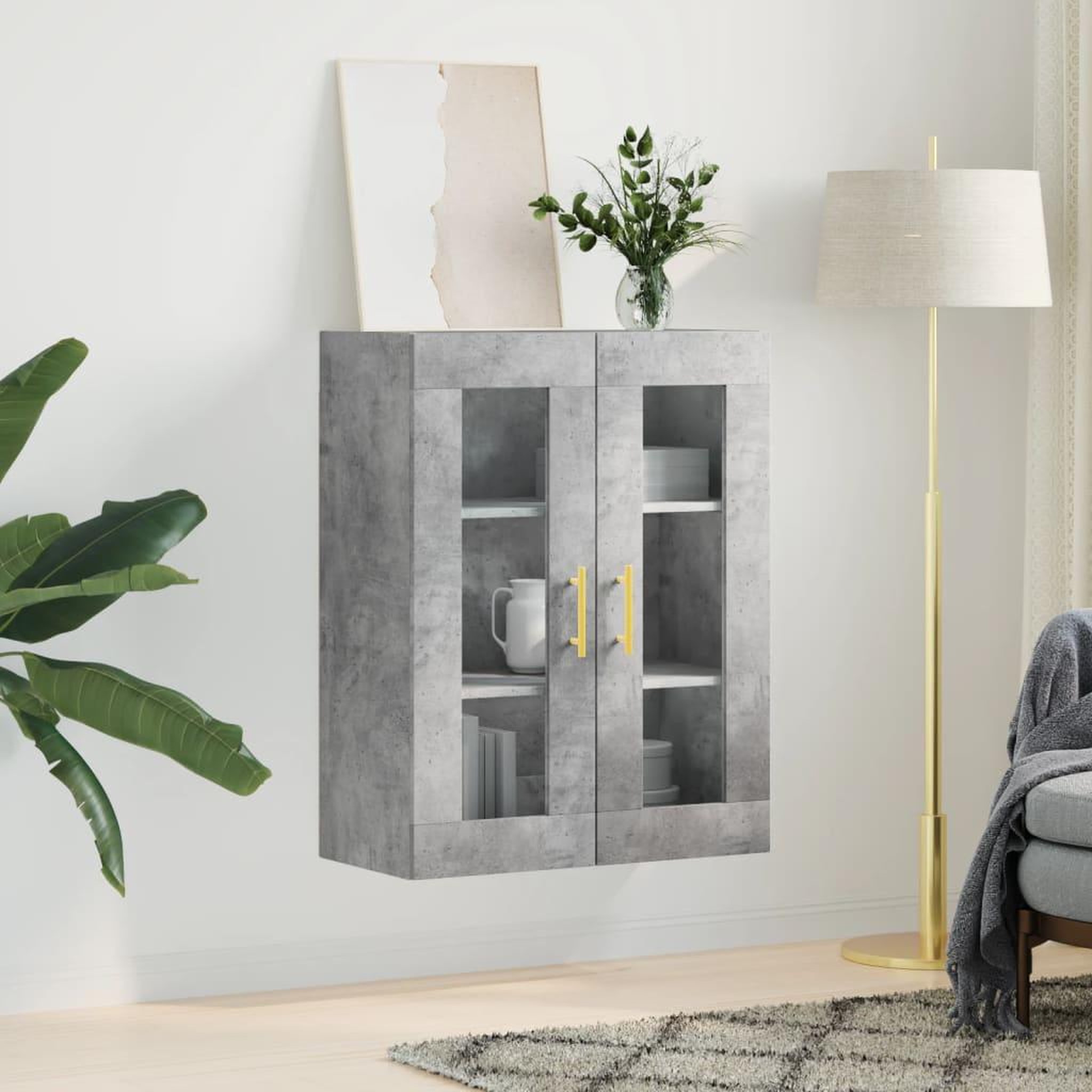 Voir la diapositive 3 : VIDAXL Armoire murale gris beton 69,5x34x90 cm