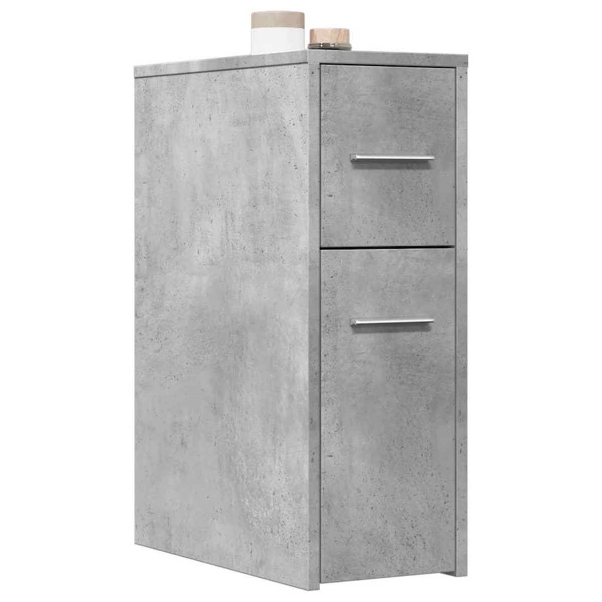 VIDAXL Armoire de salle de bain etroite avec roulettes gris beton