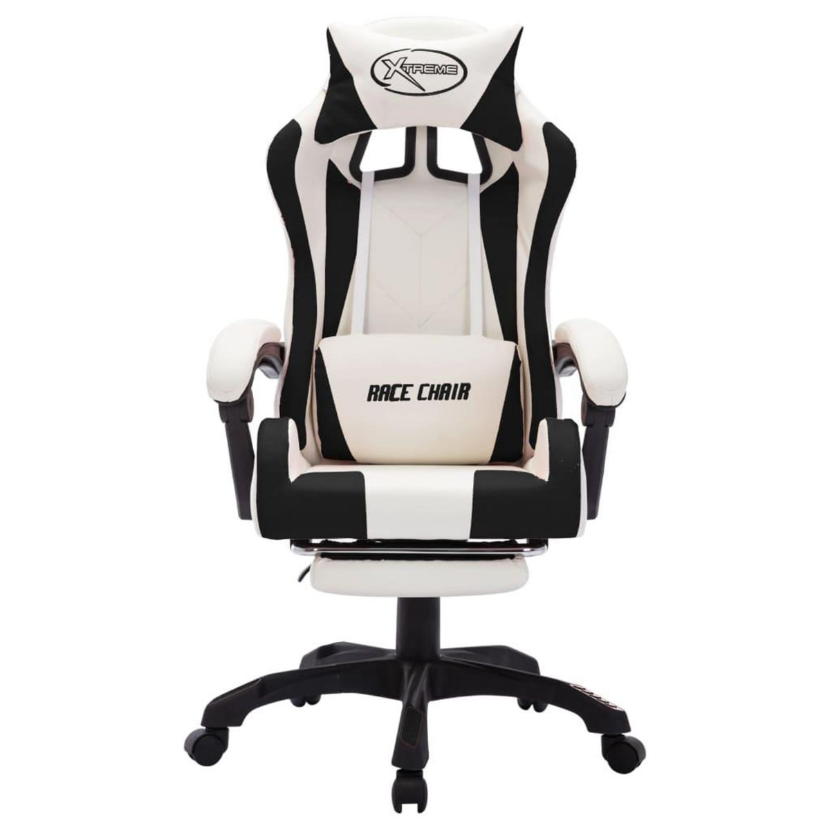 VIDAXL Fauteuil de jeux video avec LED RVB Noir et blanc Similicuir