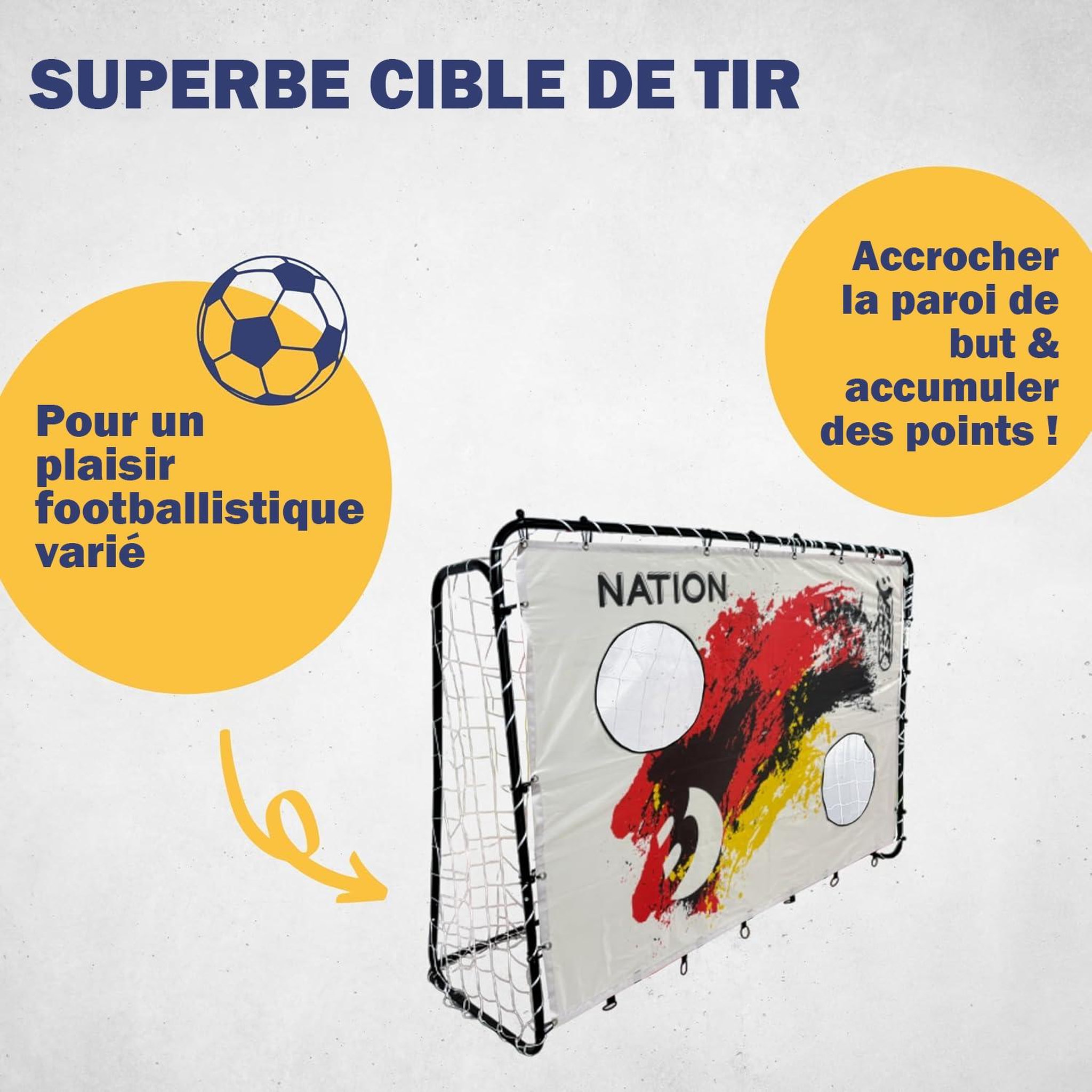 Voir la diapositive 4 : BEST SPORTING Filet de tir Nation D avec 2 trous de tir 193 x 150 cm
