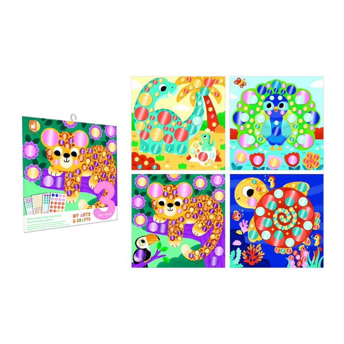 Juratoys-Janod gommettes rondes metal animaux