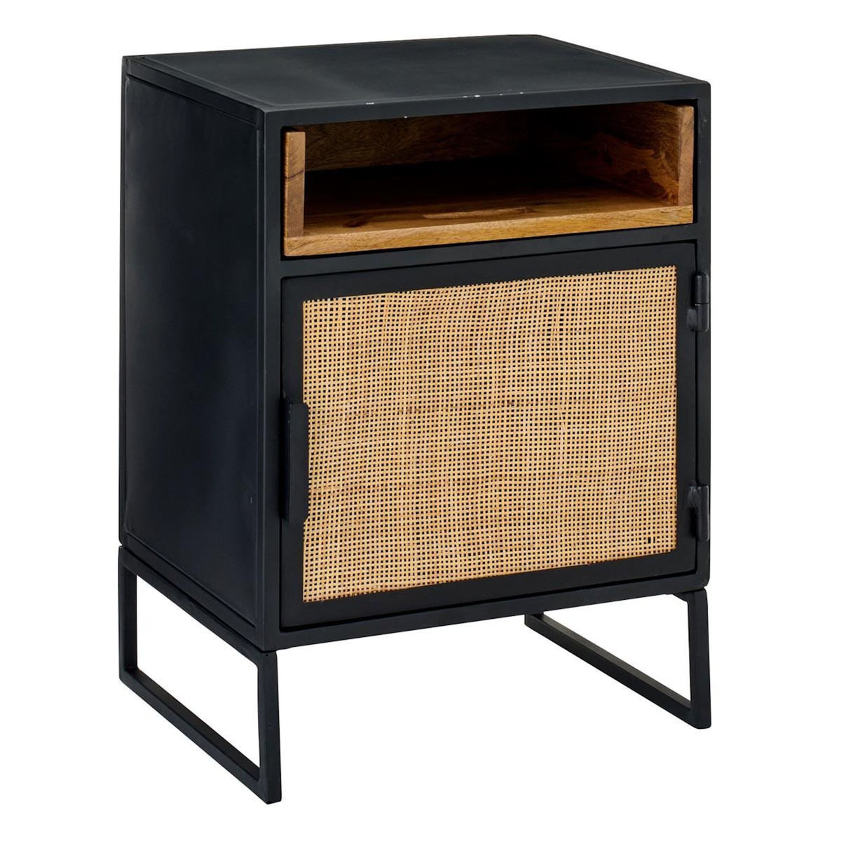Paris Prix Table de Chevet Avec Porte  Rickey  59cm Noir & Naturel