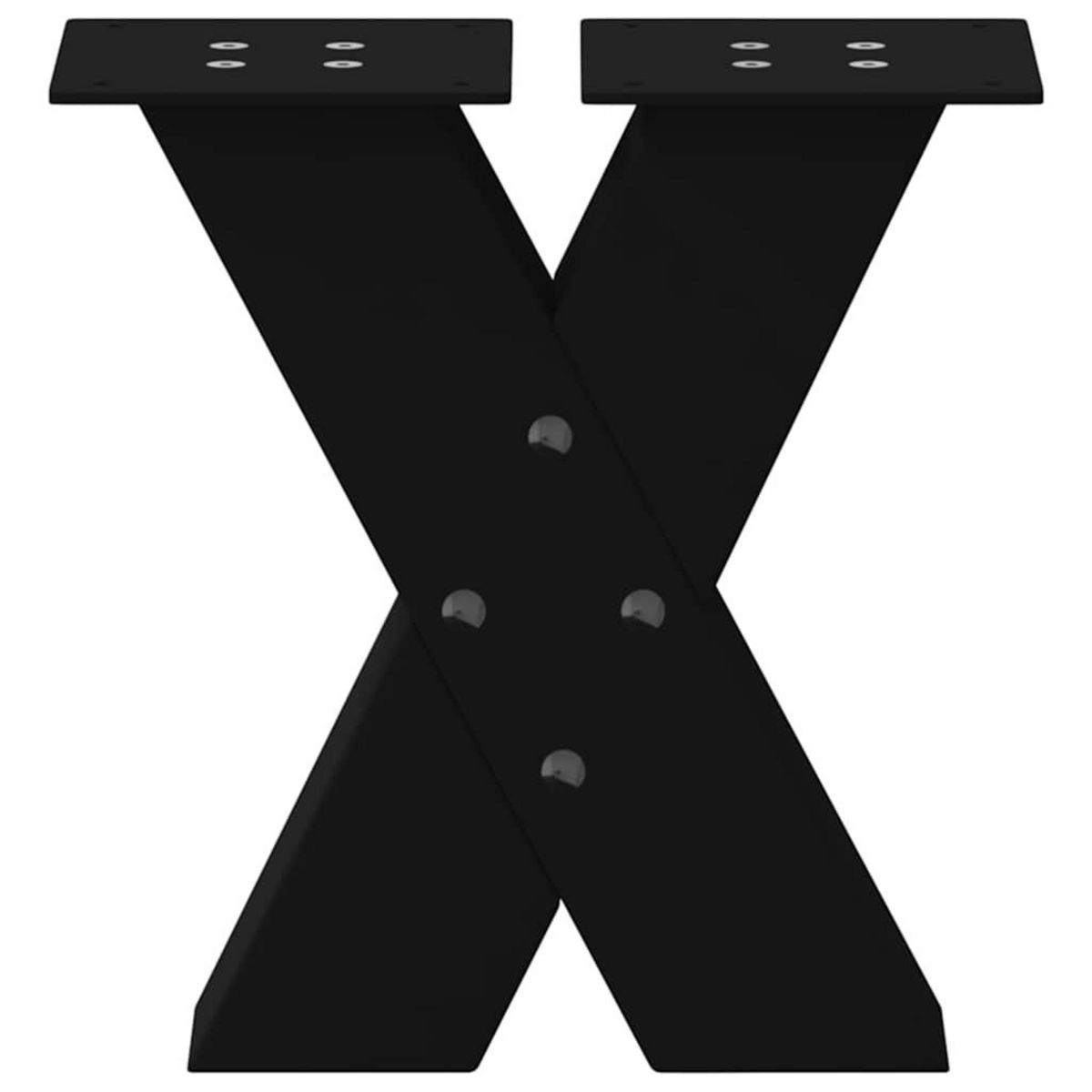 VIDAXL Pieds de table basse forme de X 2 pcs noir 30x(30-31) cm acier