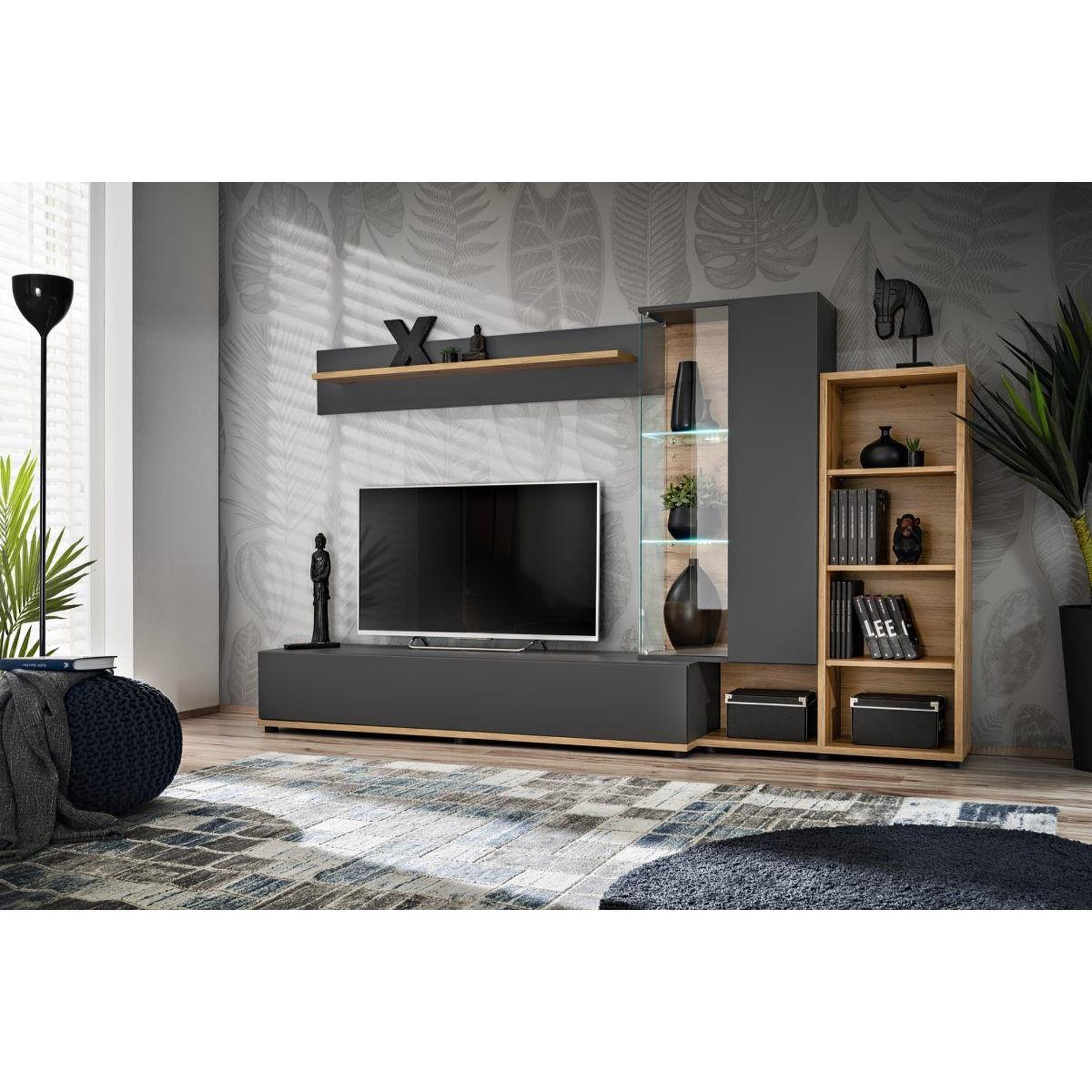 Voir la diapositive 2 : Paris Prix Ensemble meuble tv design  silk ii  240cm gris & naturel
