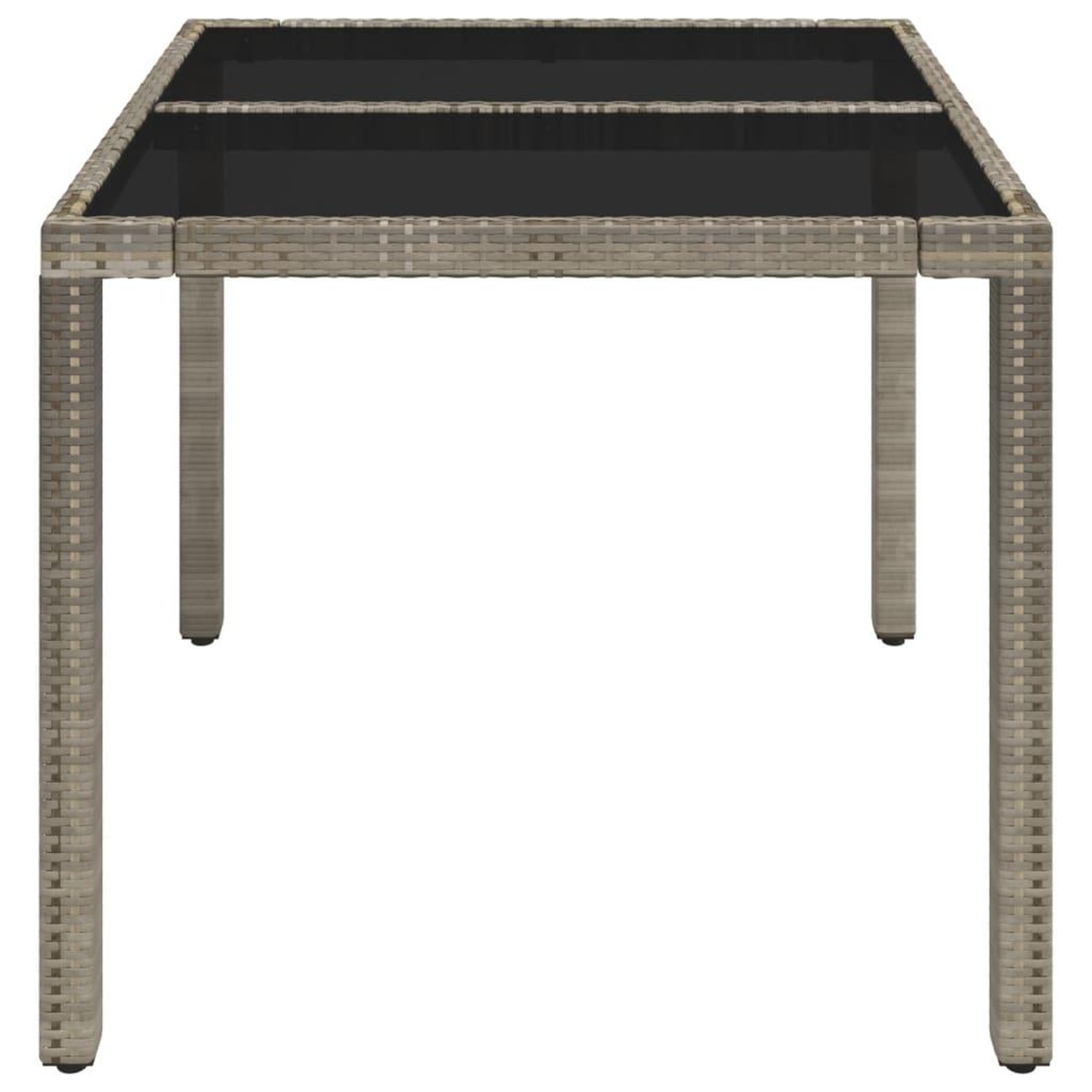 Voir la diapositive 4 : VIDAXL Table de jardin dessus en verre Gris 90x90x75 cm Resine tressee