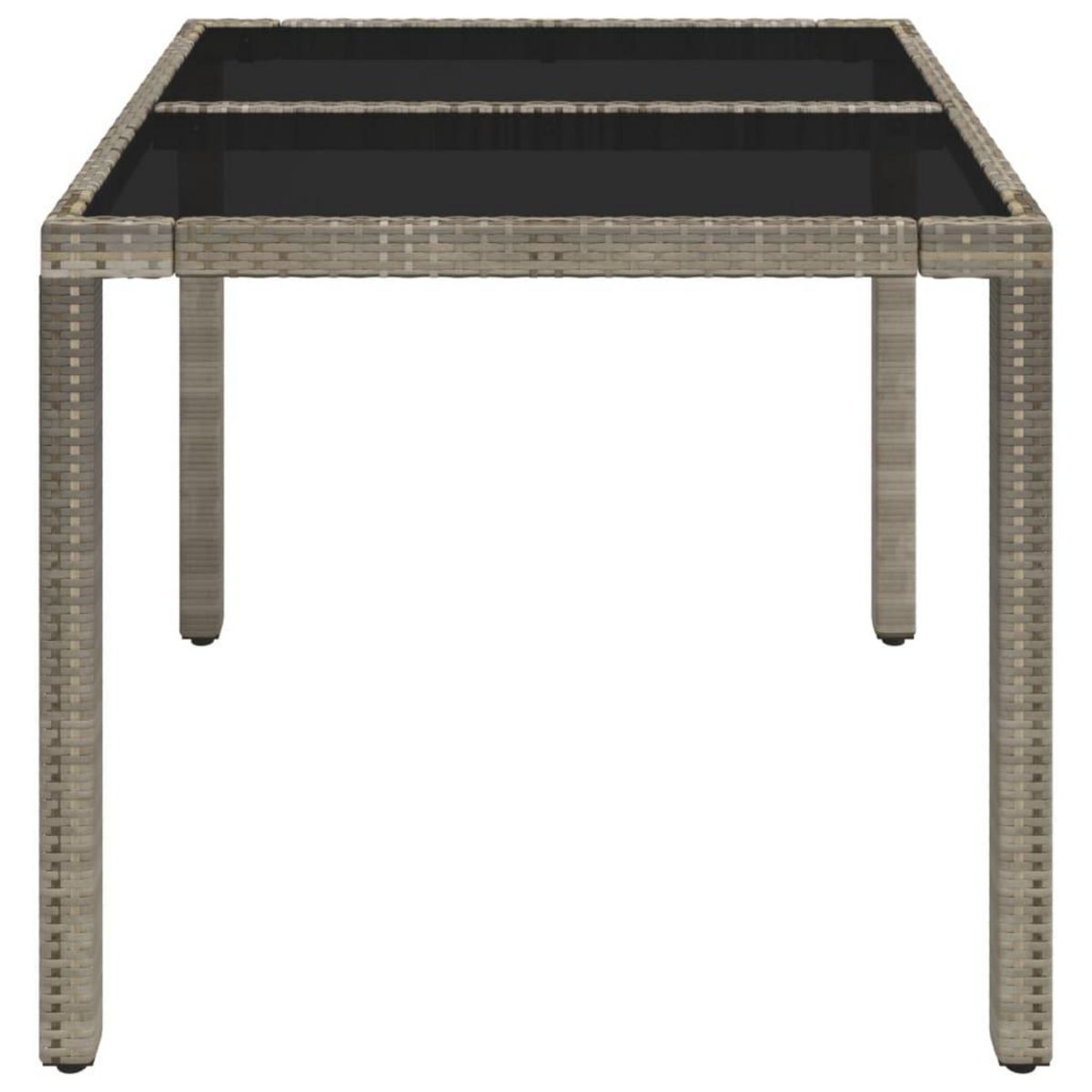 VIDAXL Table de jardin dessus en verre Gris 90x90x75 cm Resine tressee