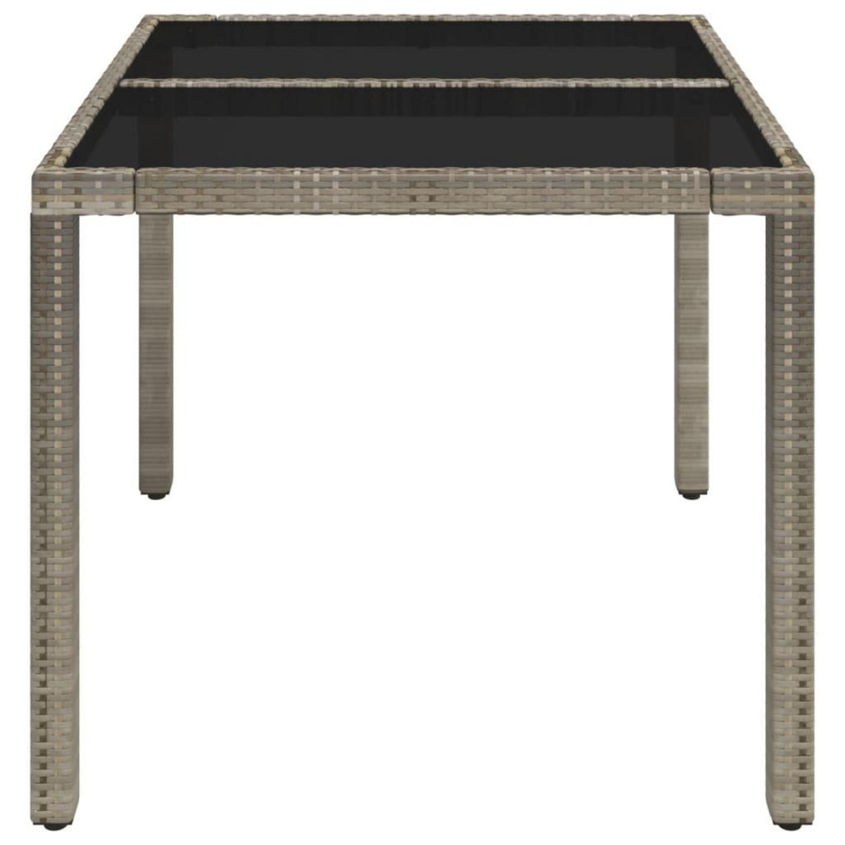 VIDAXL Table de jardin dessus en verre Gris 90x90x75 cm Resine tressee
