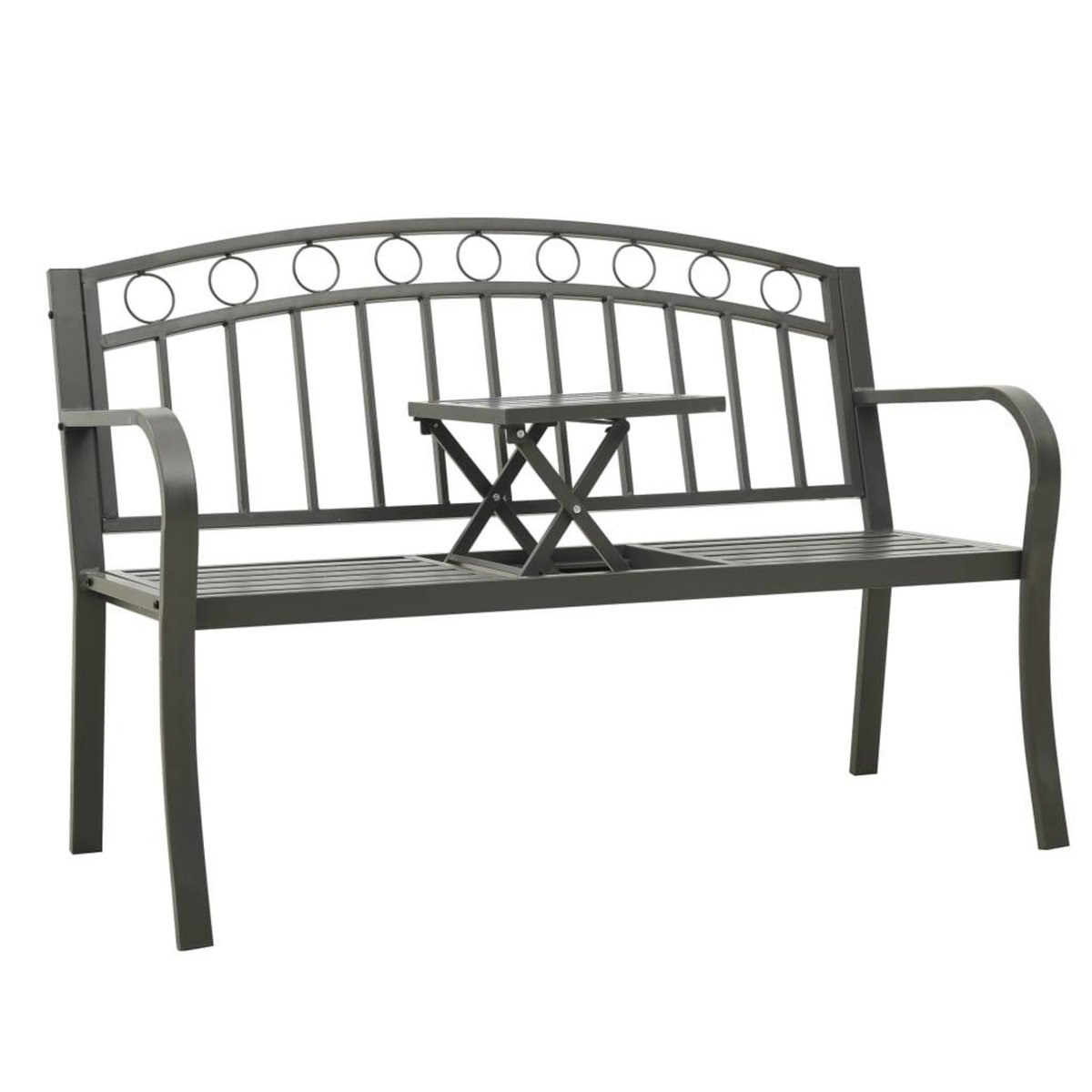 VIDAXL Banc de jardin avec table Gris 120 cm Acier
