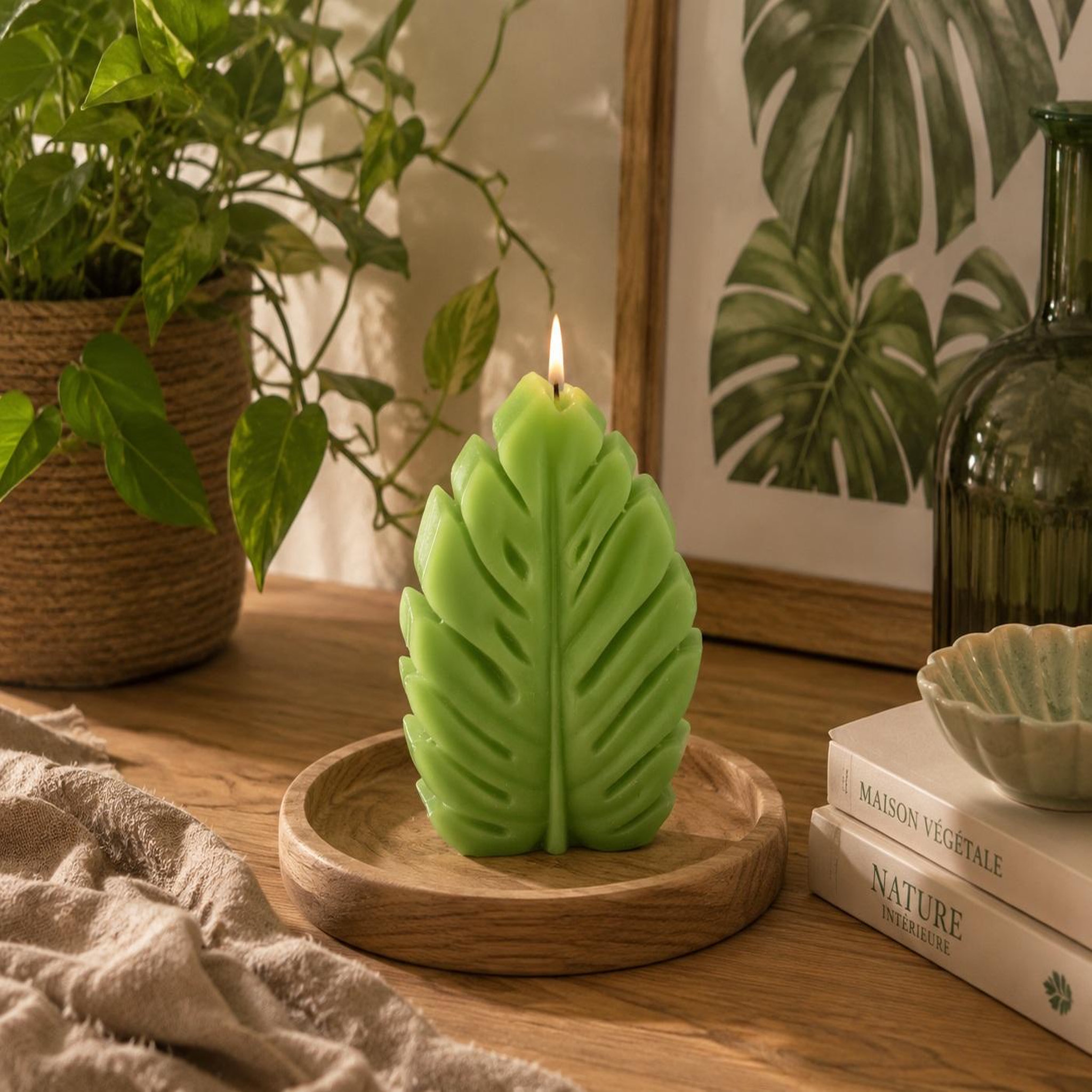 Voir la diapositive 3 : Eden Bougie décorative en forme de feuille