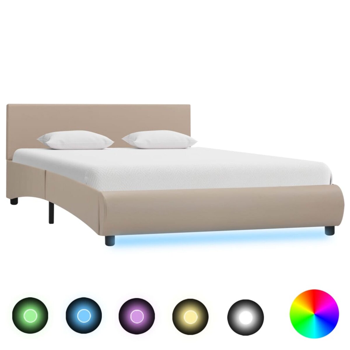 VIDAXL Cadre de lit avec LED Cappuccino Similicuir 120x200 cm