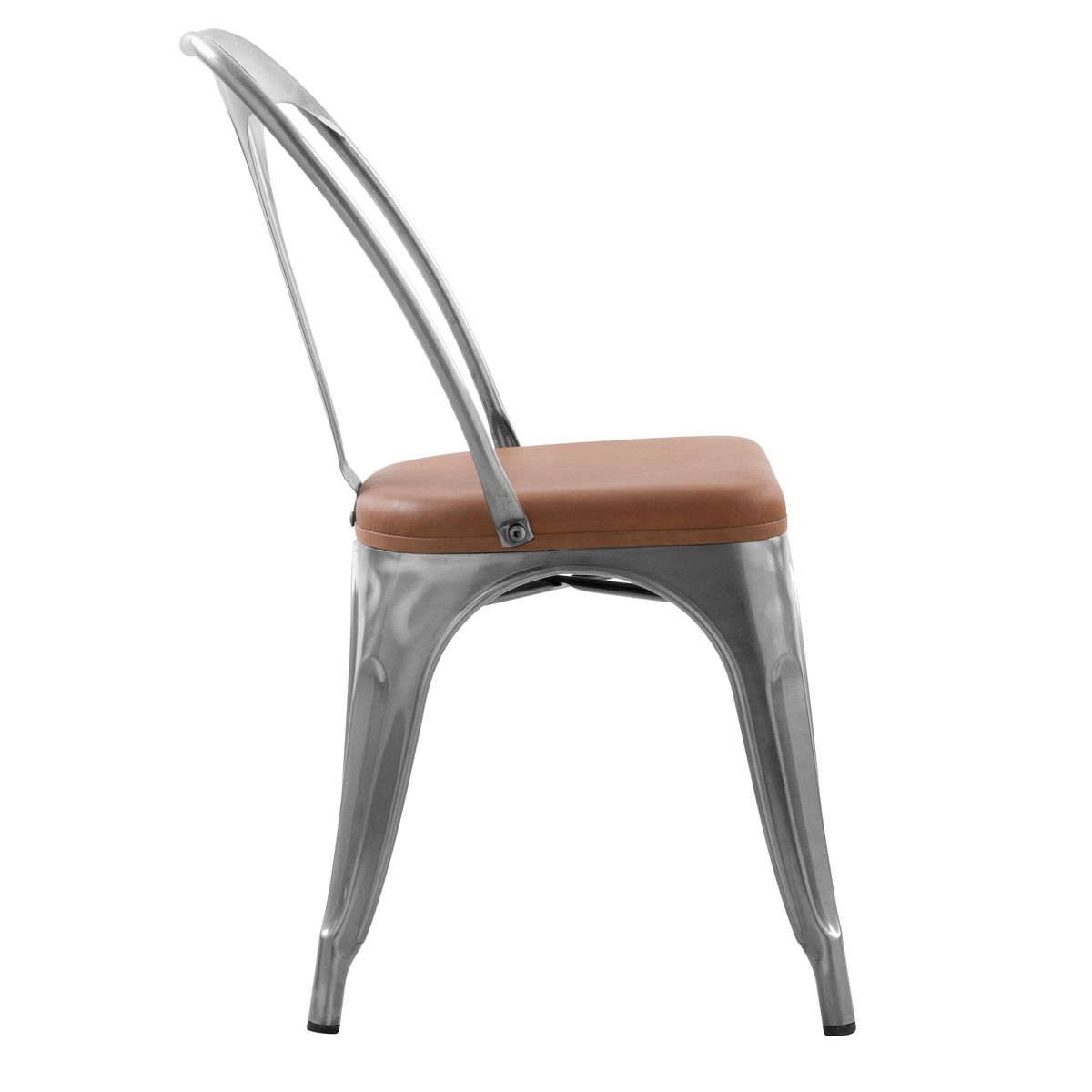 Rendez vous déco Lot de 2 chaises en métal noir et cuir synthétique marron - Charly