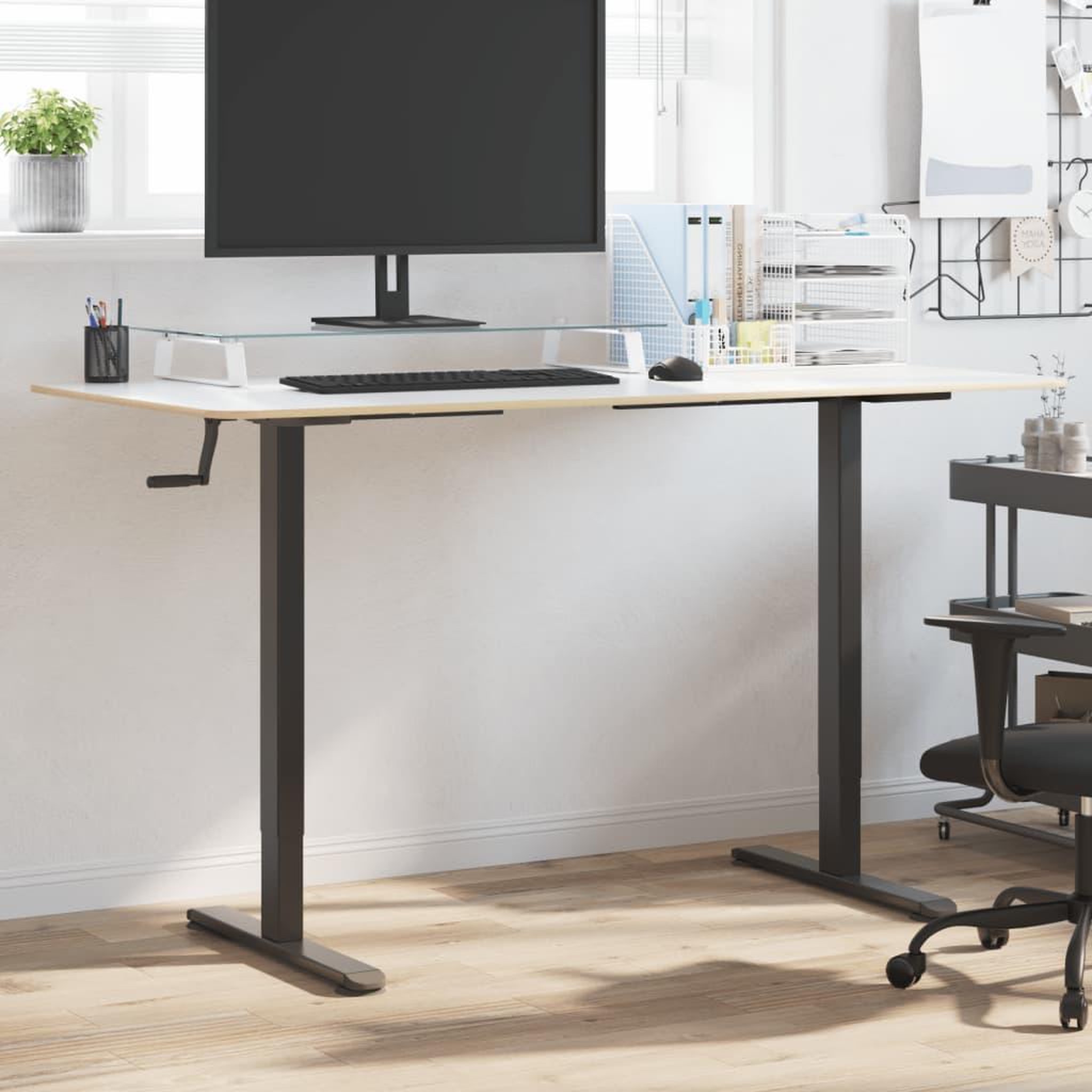 Voir la diapositive 3 : VIDAXL Cadre de bureau debout noir (94-135)x60x(70-114) cm acier