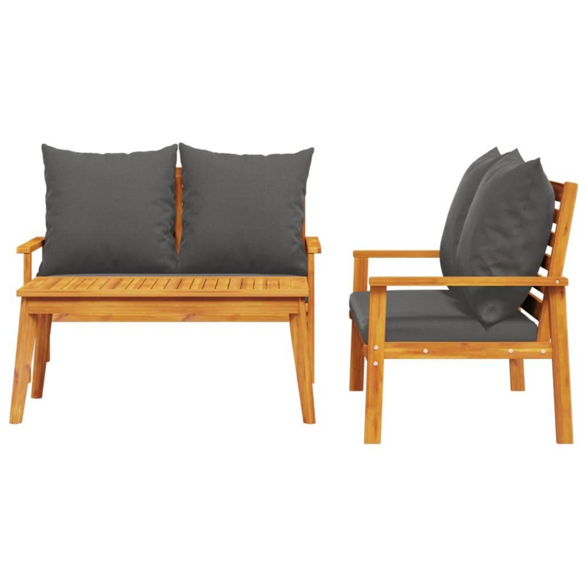 VIDAXL Salon de jardin 3 pcs avec coussins bois massif d'acacia