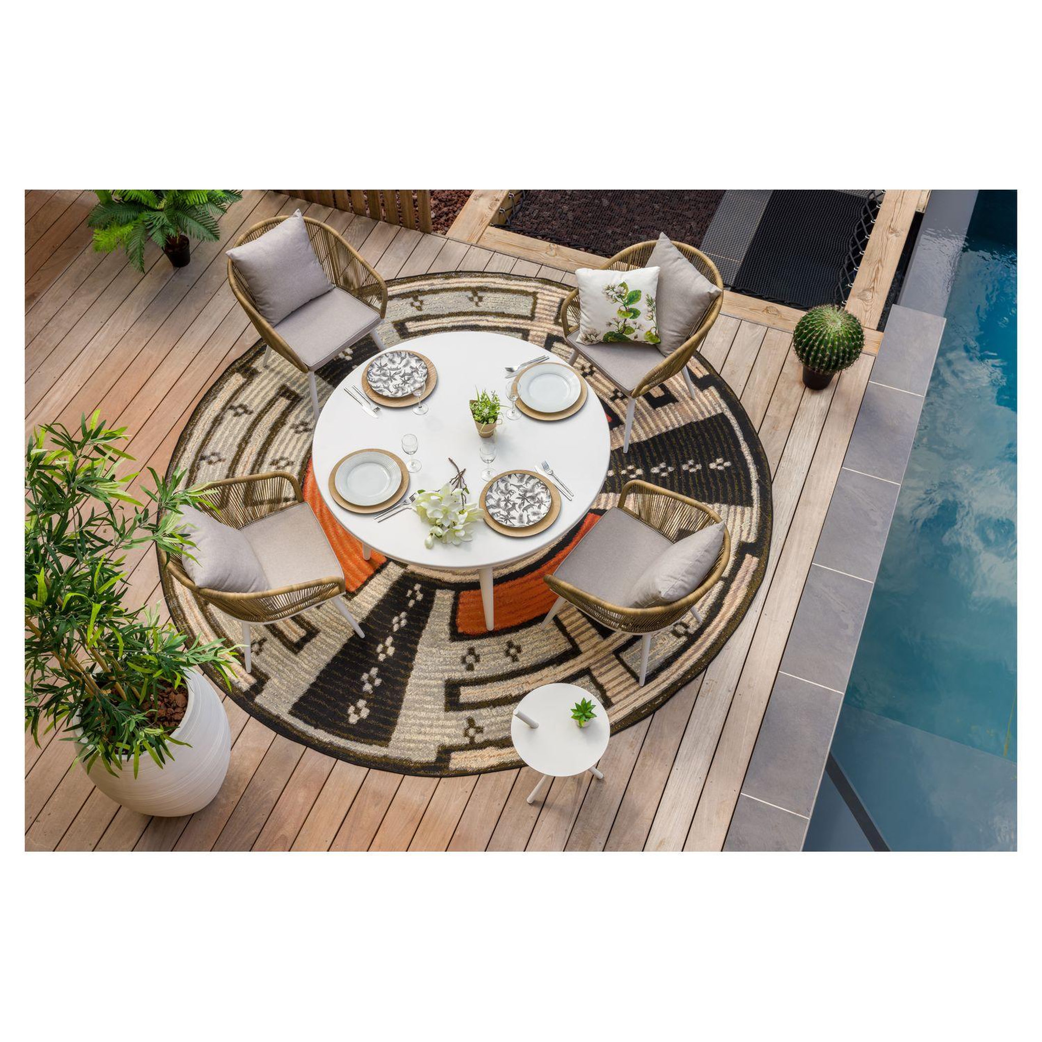 Voir la diapositive 2 : JARDILINE Salon de jardin - 4 places - Aluminium - Blanc - CAPRI