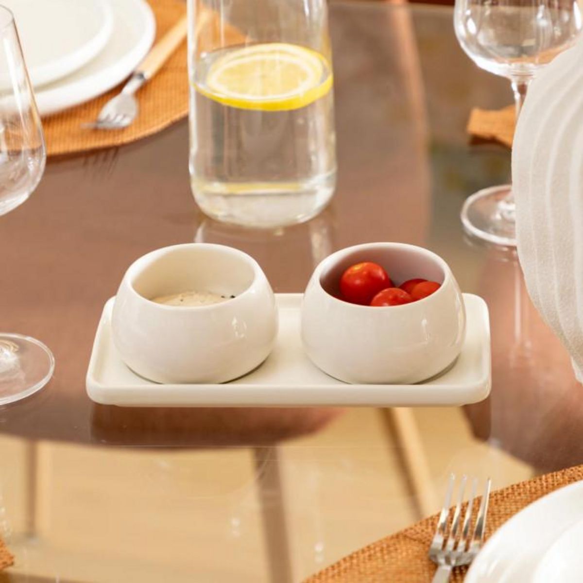 SECRET DE GOURMET Service Apéritif 3 Pièces  Nora  20cm Blanc