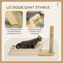 Voir la diapositive 5 : PAWHUT Lit pour chat arbre à chat griffoir grattoir avec hamac et pompon suspendu dim. 88,5L x 31,5l x 54,5H cm naturel