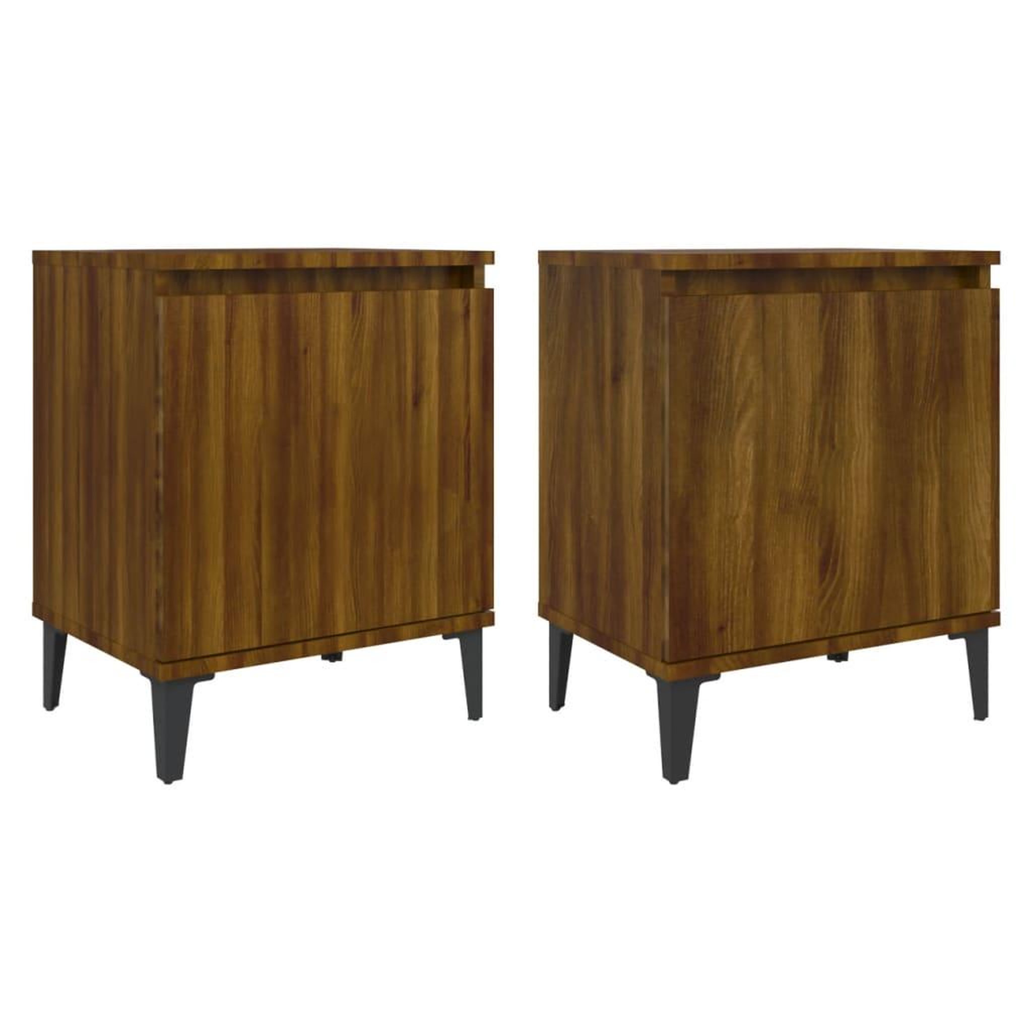 Voir la diapositive 2 : VIDAXL Tables de chevet avec pieds en metal chene marron 40x30x50 cm