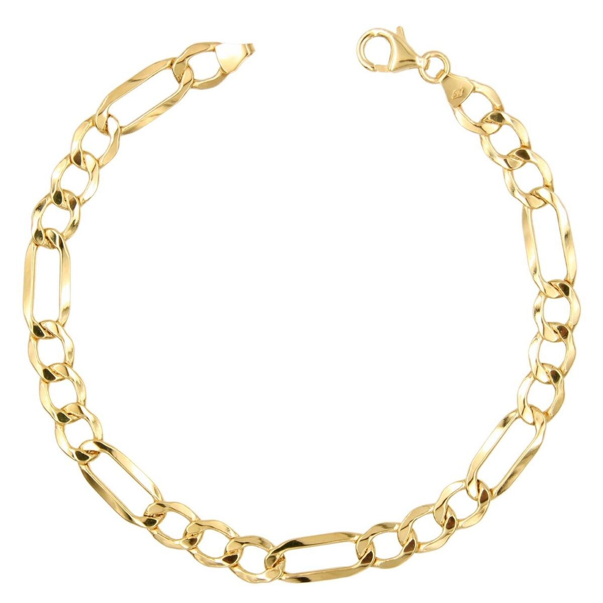 L'ATELIER D'AZUR Bracelet Or Jaune Maille Figaro Alternée 1+3 - Homme