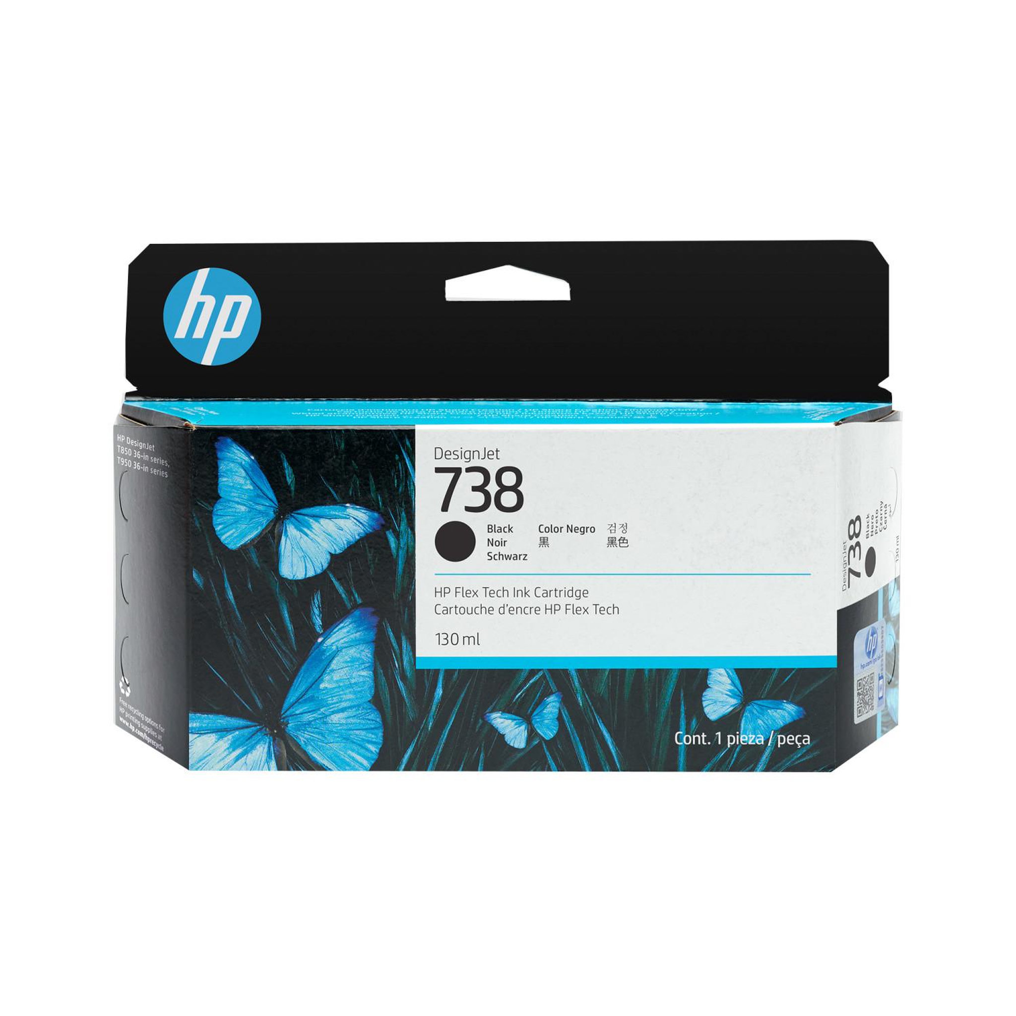 Voir la diapositive 2 : HP Cartouche d'encre HP 738 - 130 ml - Noir - pour DesignJet T950