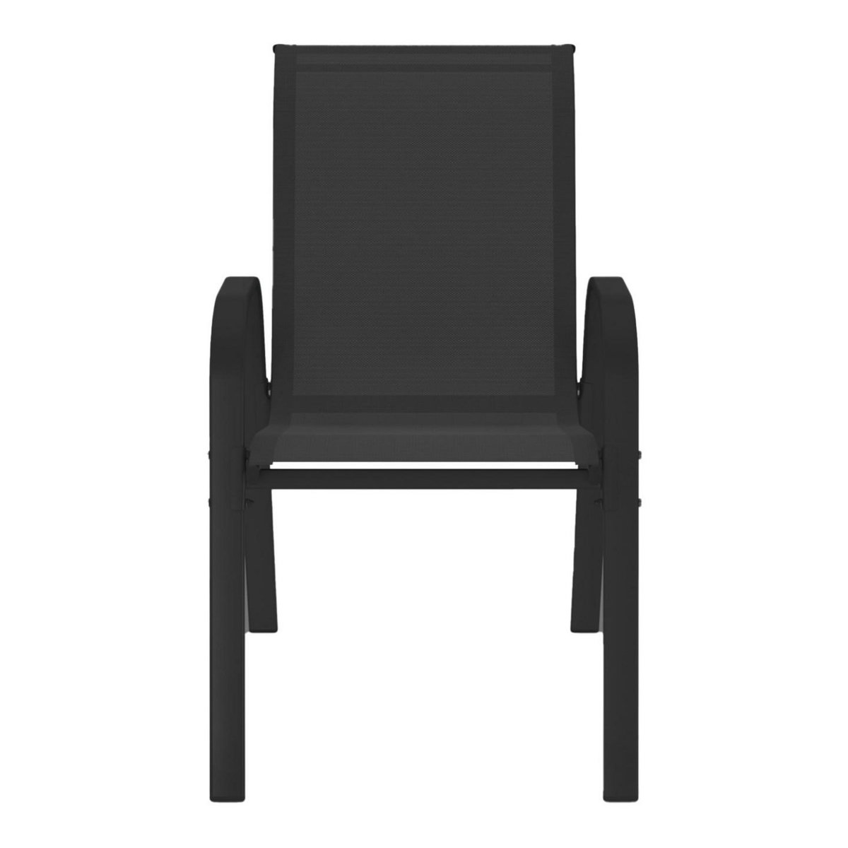 ID MARKET Lot de 6 chaises de jardin LYMA métal et textilène empilables noires