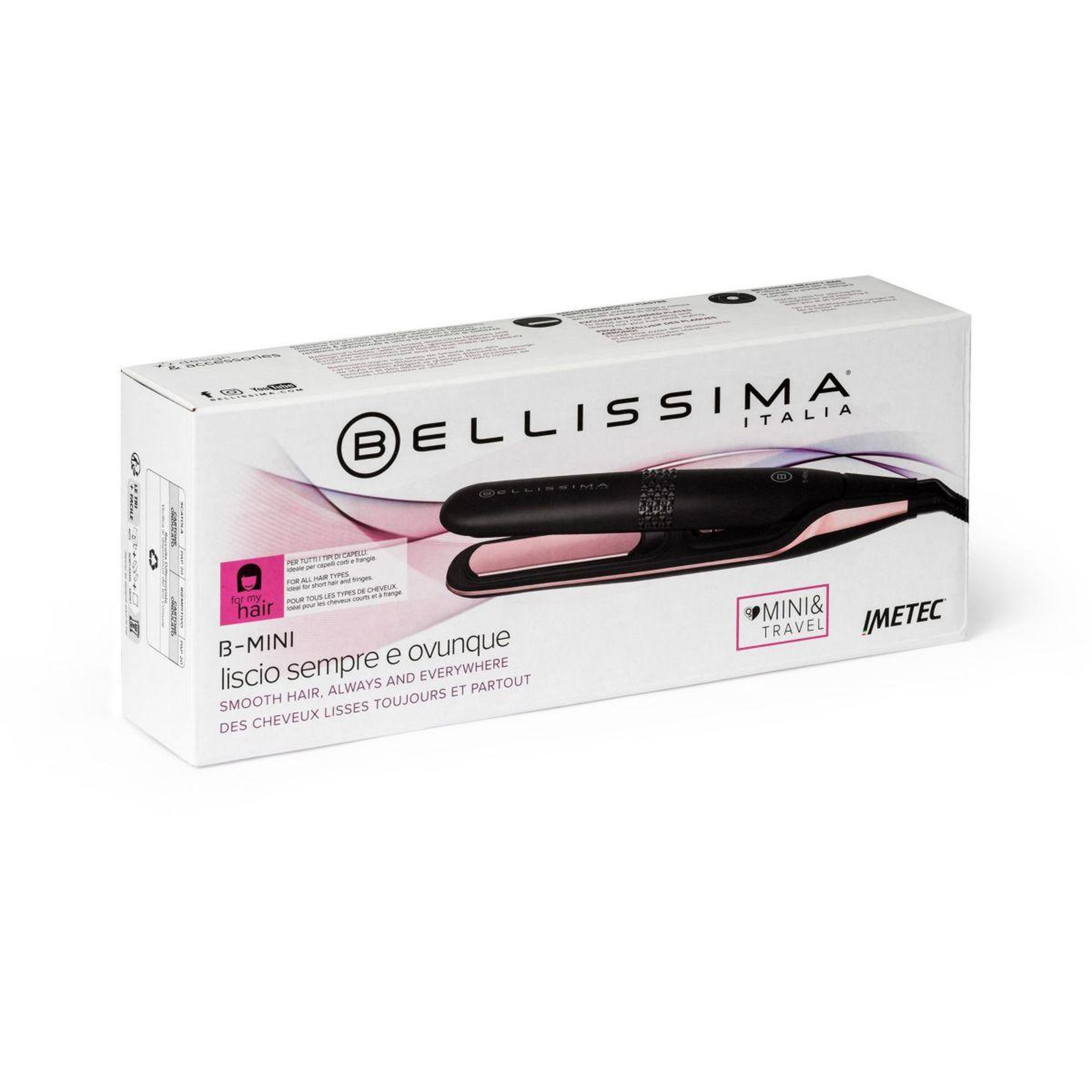 Voir la diapositive 5 : BELLISSIMA Lisseur Bellissima B MINI REVETEMENT CERAMIQUE Noir & Rose