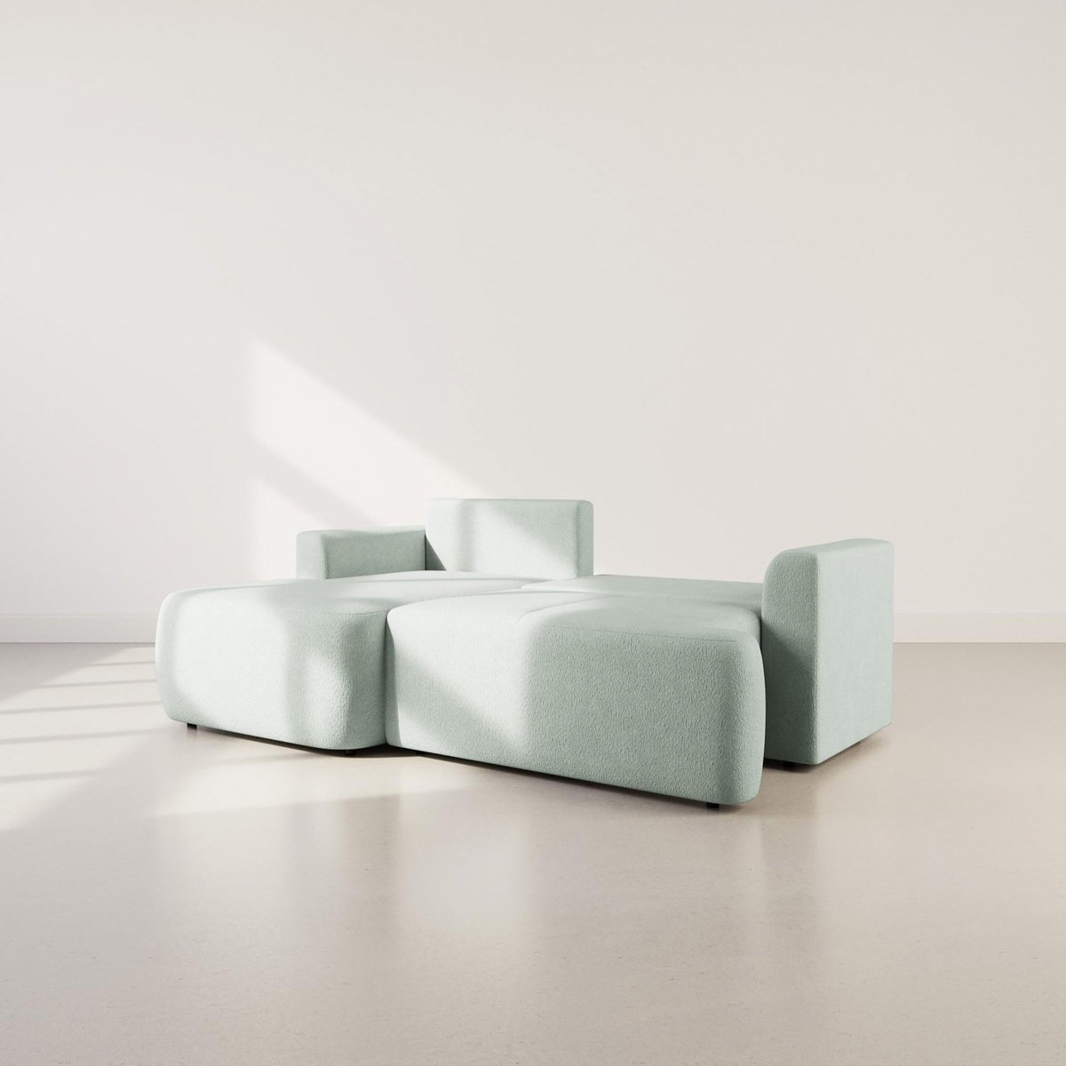 BEST MOBILIER Candela - canapé d'angle gauche 4 places - convertible avec coffre - en tissu bouclette