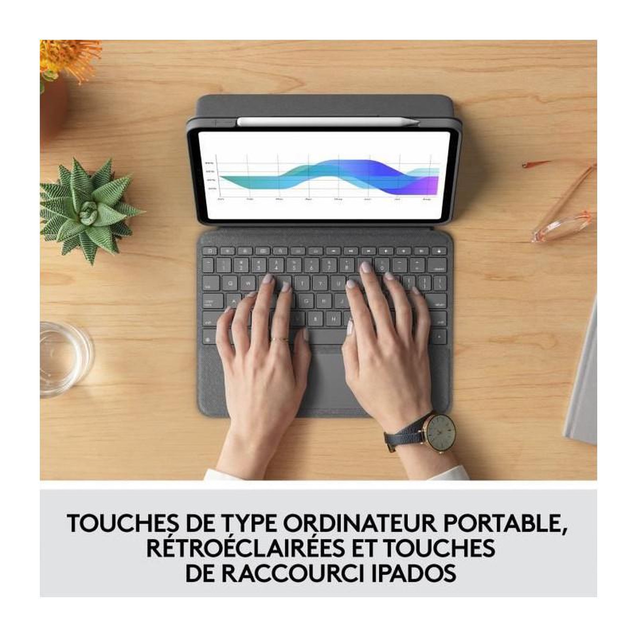 Voir la diapositive 3 : Logitech Clavier Folio Touch - LOGITECH - Gris