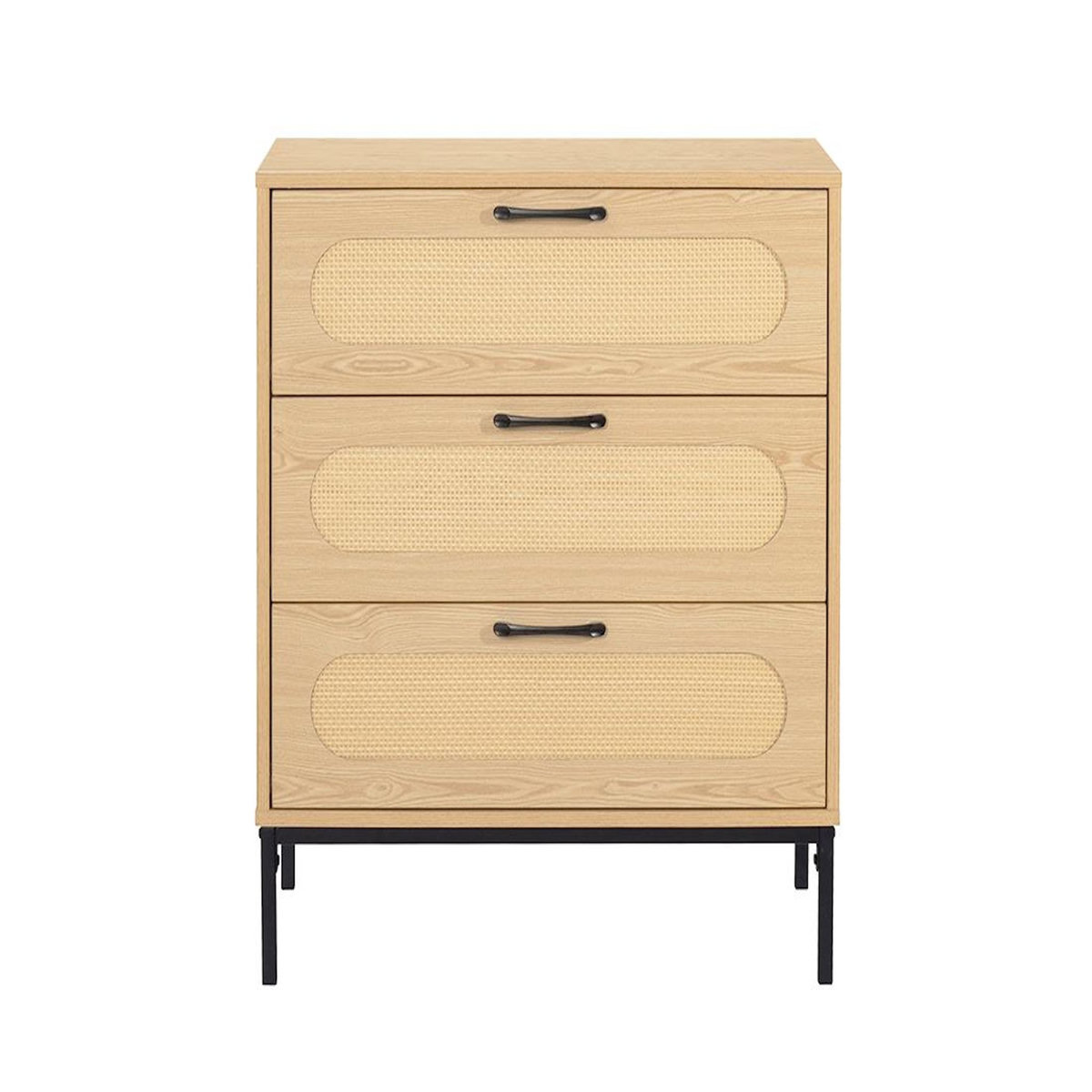 BEST MOBILIER Nagato - commode - cannage et effet bois - 70 cm