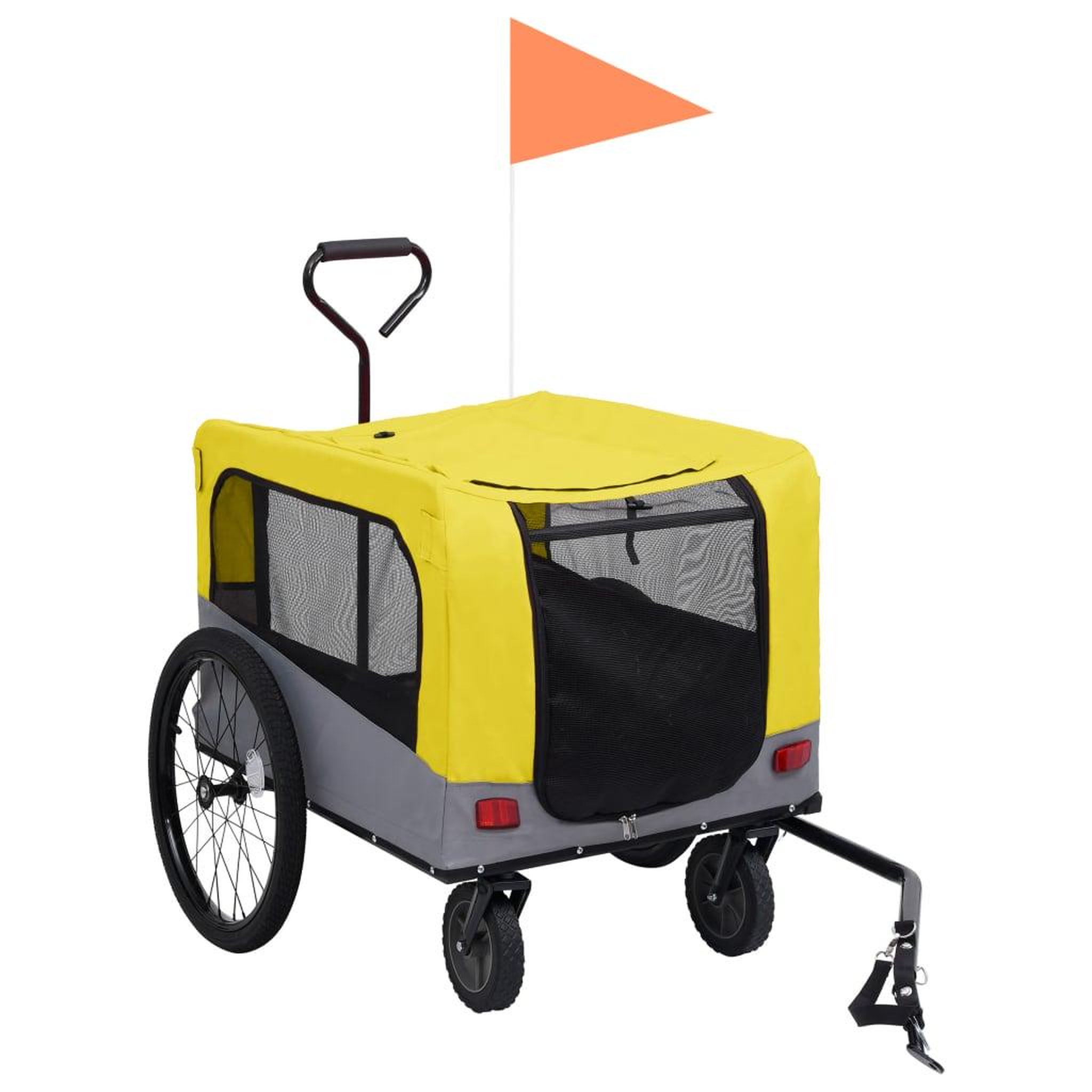 Voir la diapositive 2 : VIDAXL Remorque de velo pour chiens et poussette 2-en-1 jaune et gris