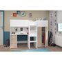Voir la diapositive 2 : PARISOT Lit combiné mezzanine enfant - TOM - Blanc et chene - Armoire, bureau et sommier inclus