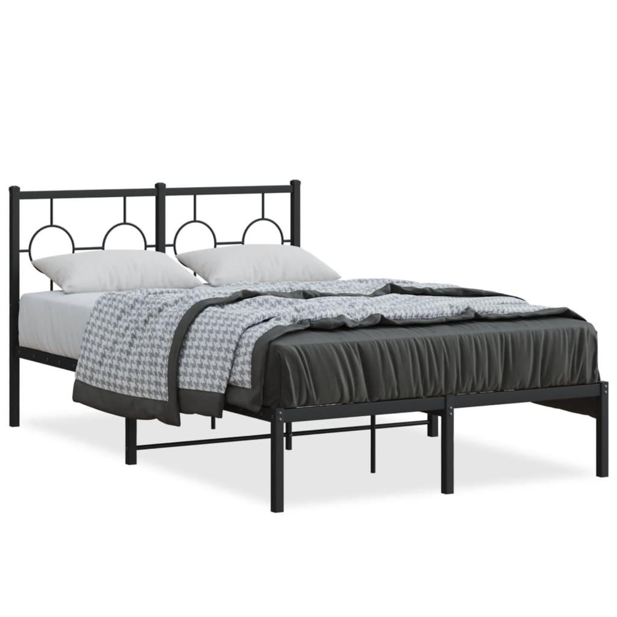 Voir la diapositive 2 : VIDAXL Cadre de lit metal sans matelas avec tete de lit noir 120x190cm