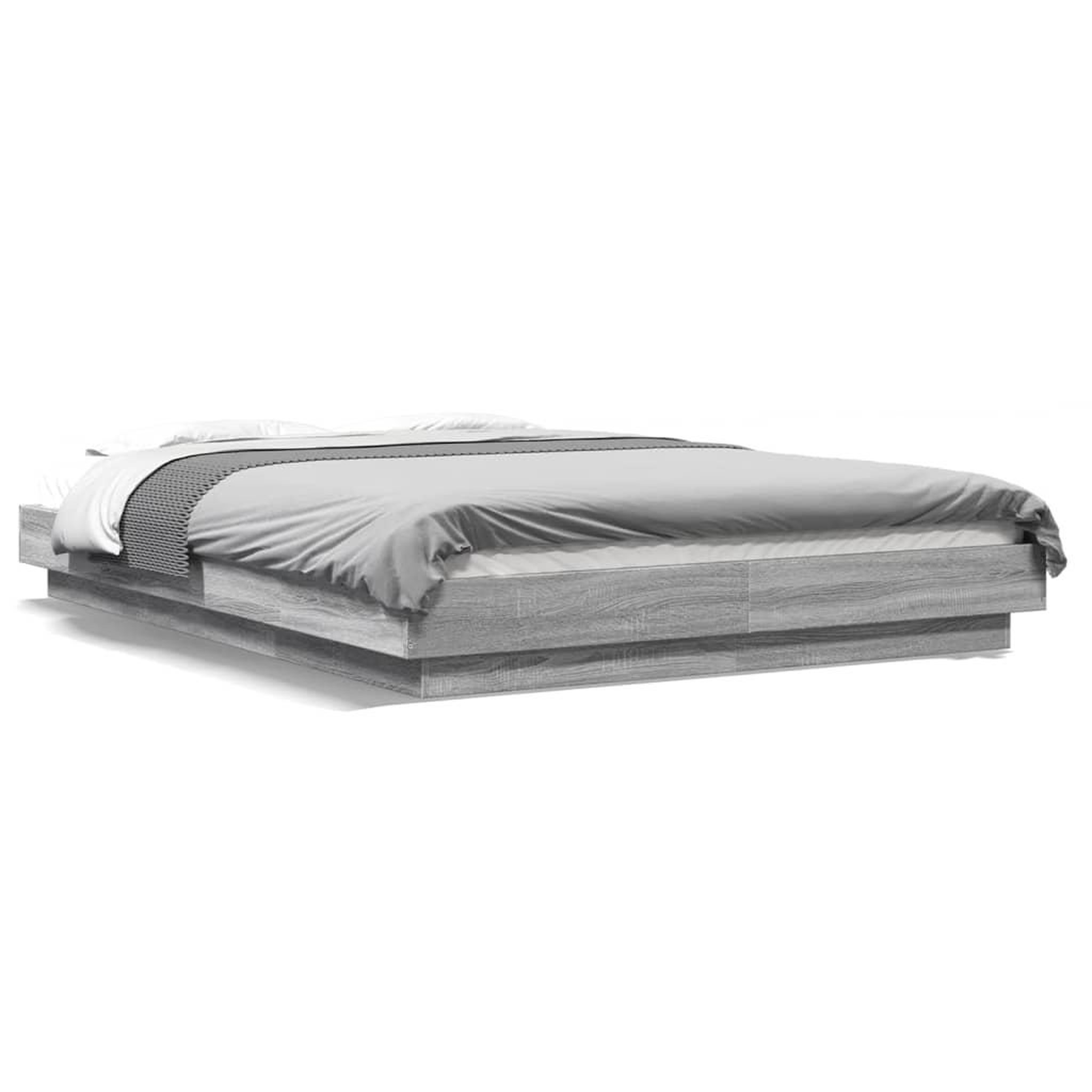 Voir la diapositive 2 : VIDAXL Cadre de lit et lumieres LED sans matelas sonoma gris 140x200cm