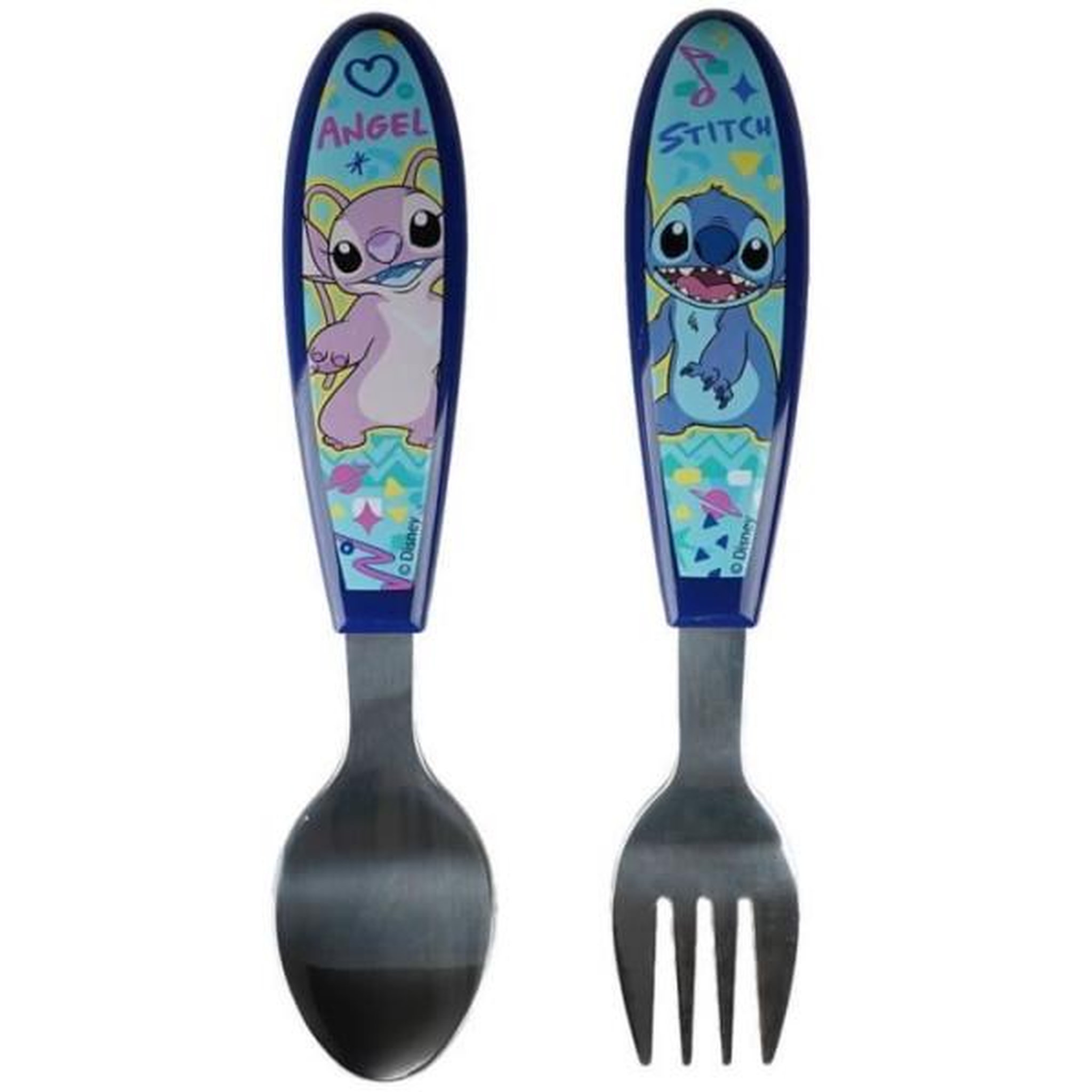 Voir la diapositive 2 : THERMOBABY Set de 2 couverts - thermobaby - lilo & stitch - fourchette + cuillere - inox