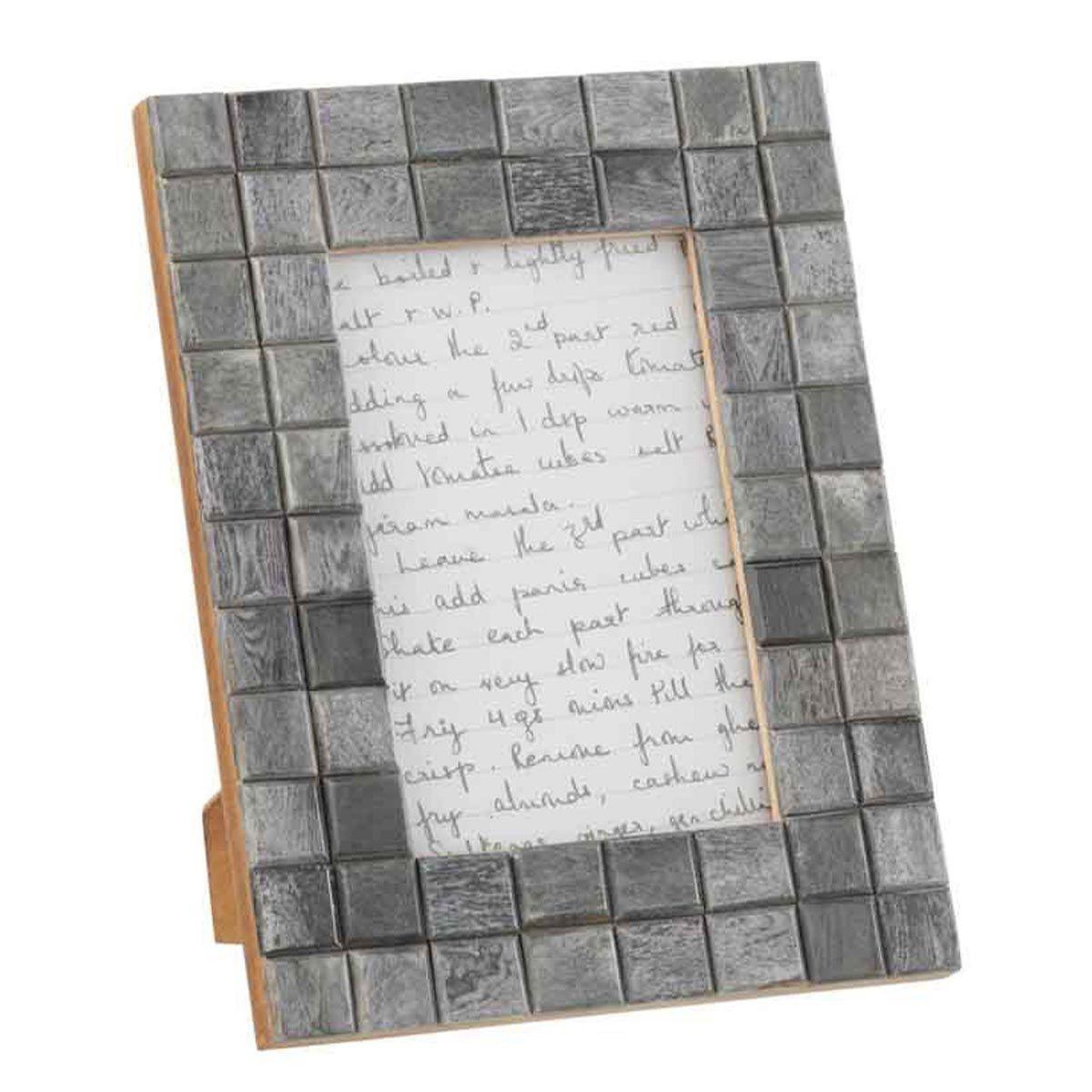 J-LINE Cadre Photo Déco  Motif Carré  10x15cm Gris