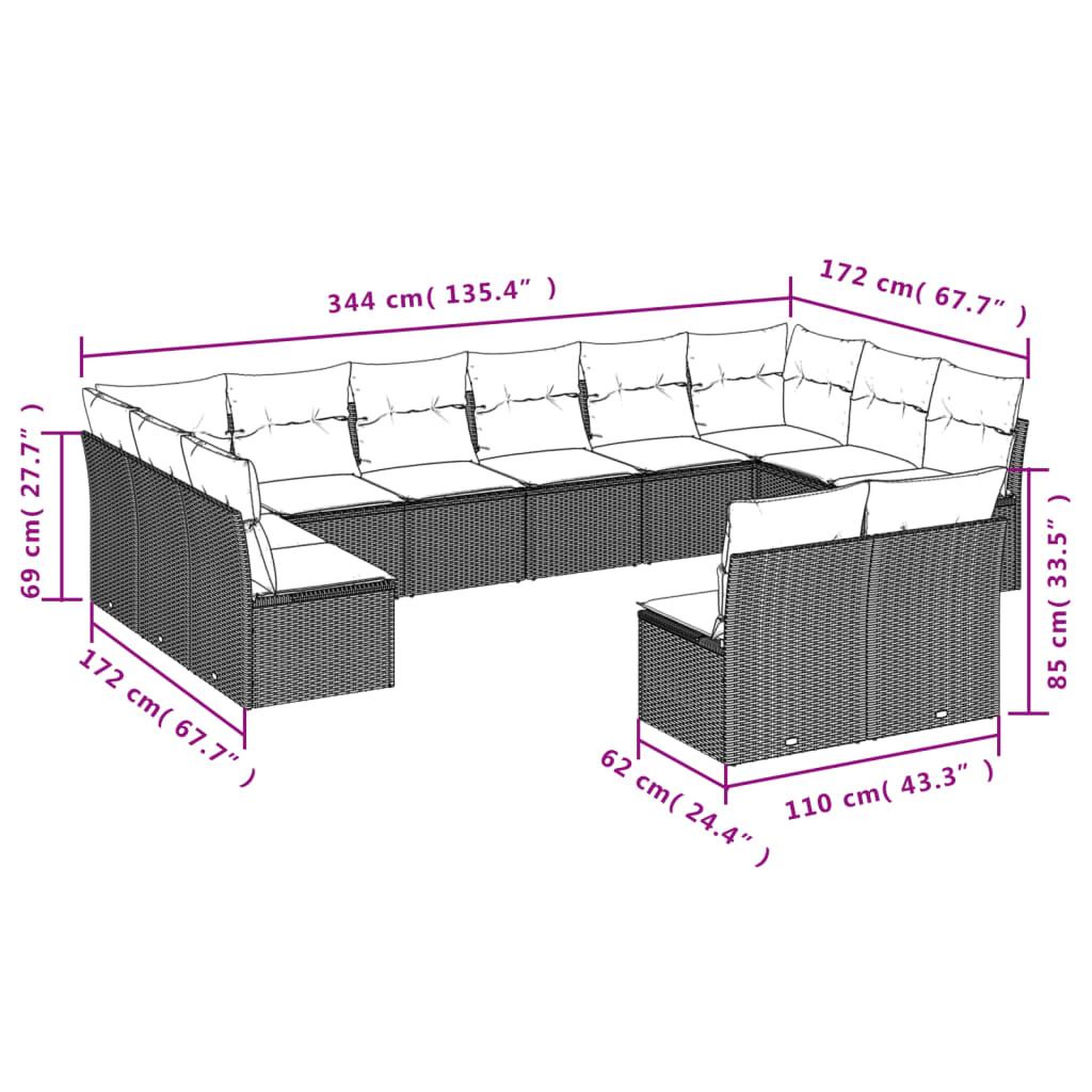 Voir la diapositive 3 : VIDAXL Salon de jardin 9 pcs avec coussins noir resine tressee