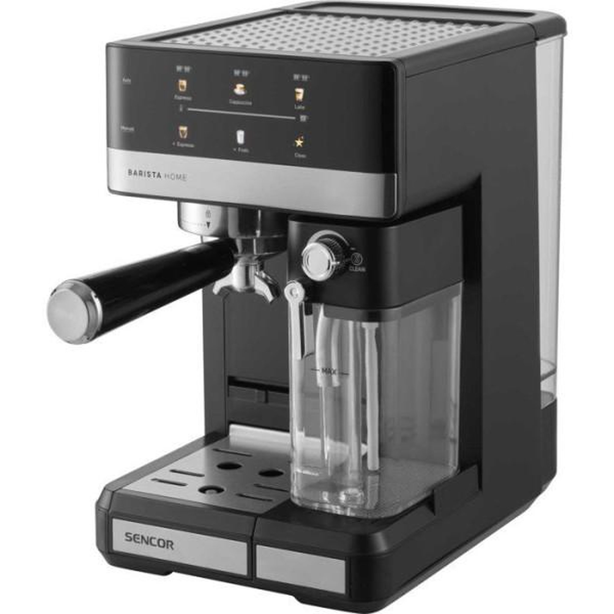 Voir la diapositive 2 : MARKET24 Machine a Cafe  a expresso Sencor SES 4060BK - Cappuccino et latte automatiques - Réservoir lait 500 ml - 20 bars - Noire