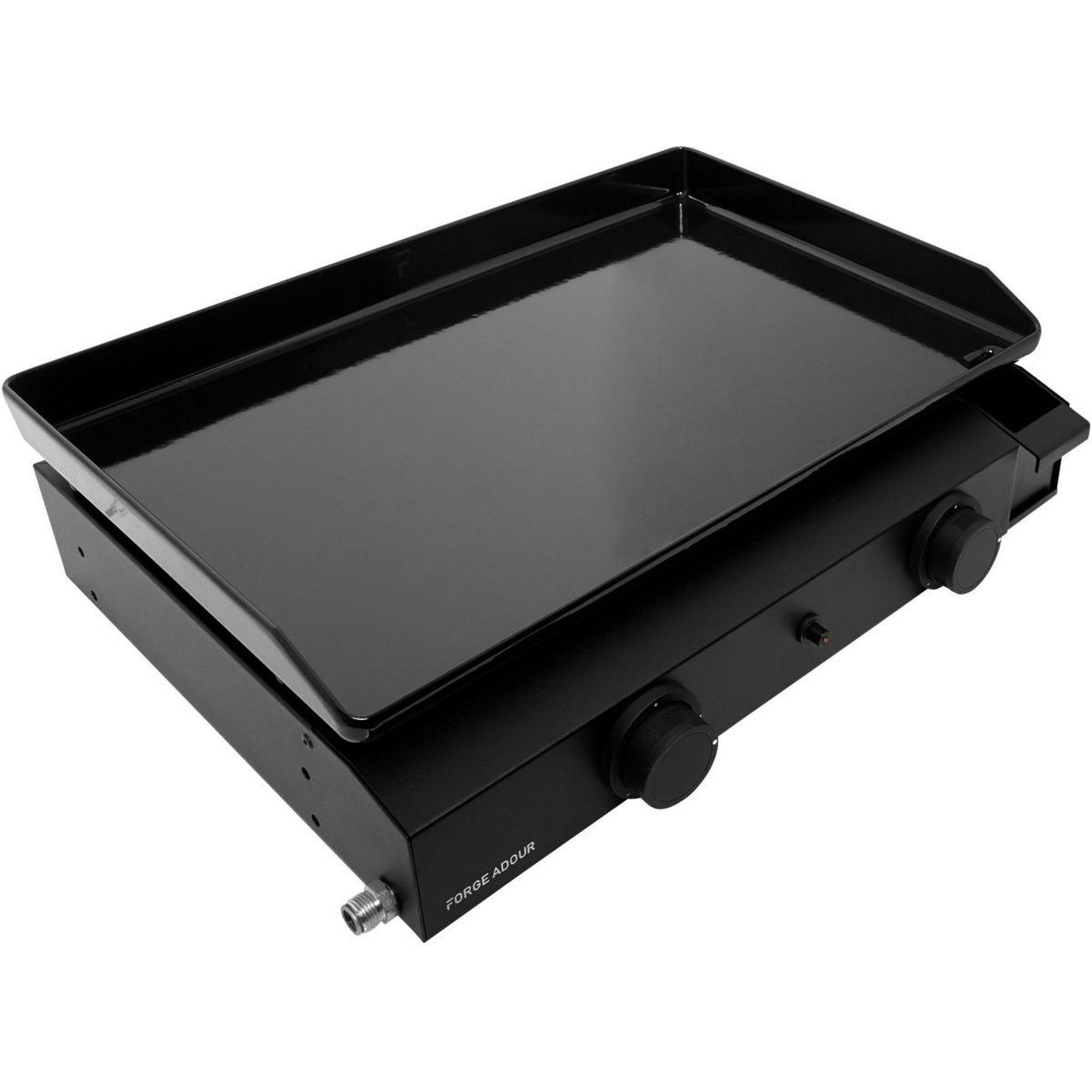 Voir la diapositive 4 : FORGE ADOUR Plancha gaz base 60 acier 2 brûleurs à poser, 57.5x37.9 cm