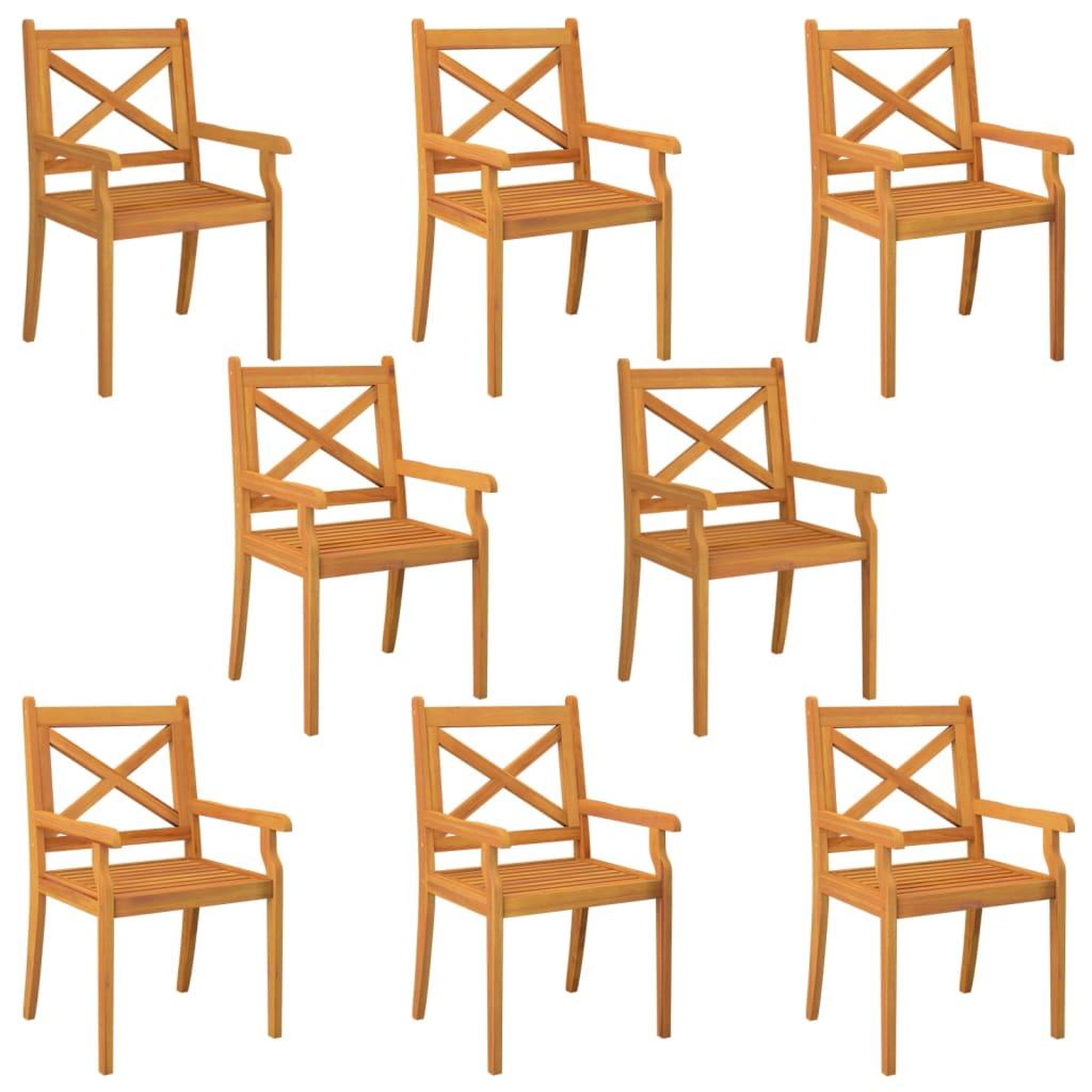 VIDAXL Chaises a manger d'exterieur lot de 8 Bois d'acacia massif