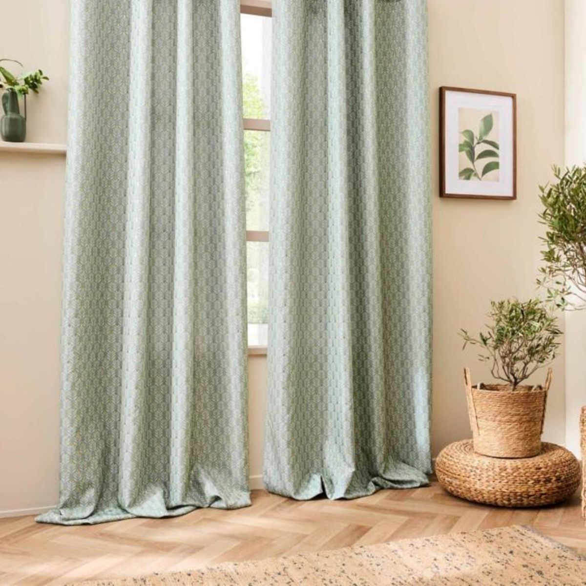 Paris Prix Rideau à Œillets Imprimé  Piana  140x260cm Sauge