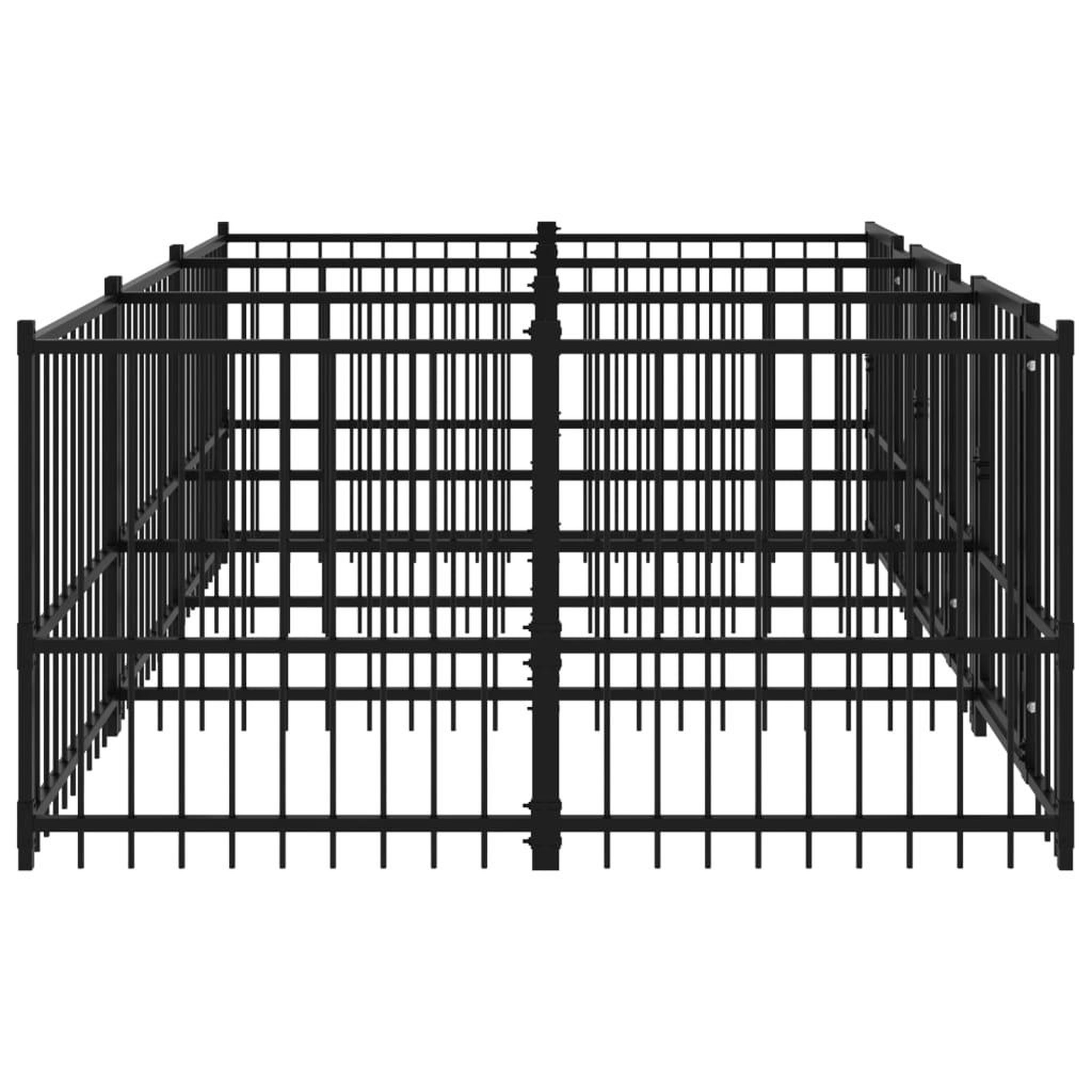 Voir la diapositive 4 : VIDAXL Chenil d'exterieur pour chiens Acier 5,63 m²