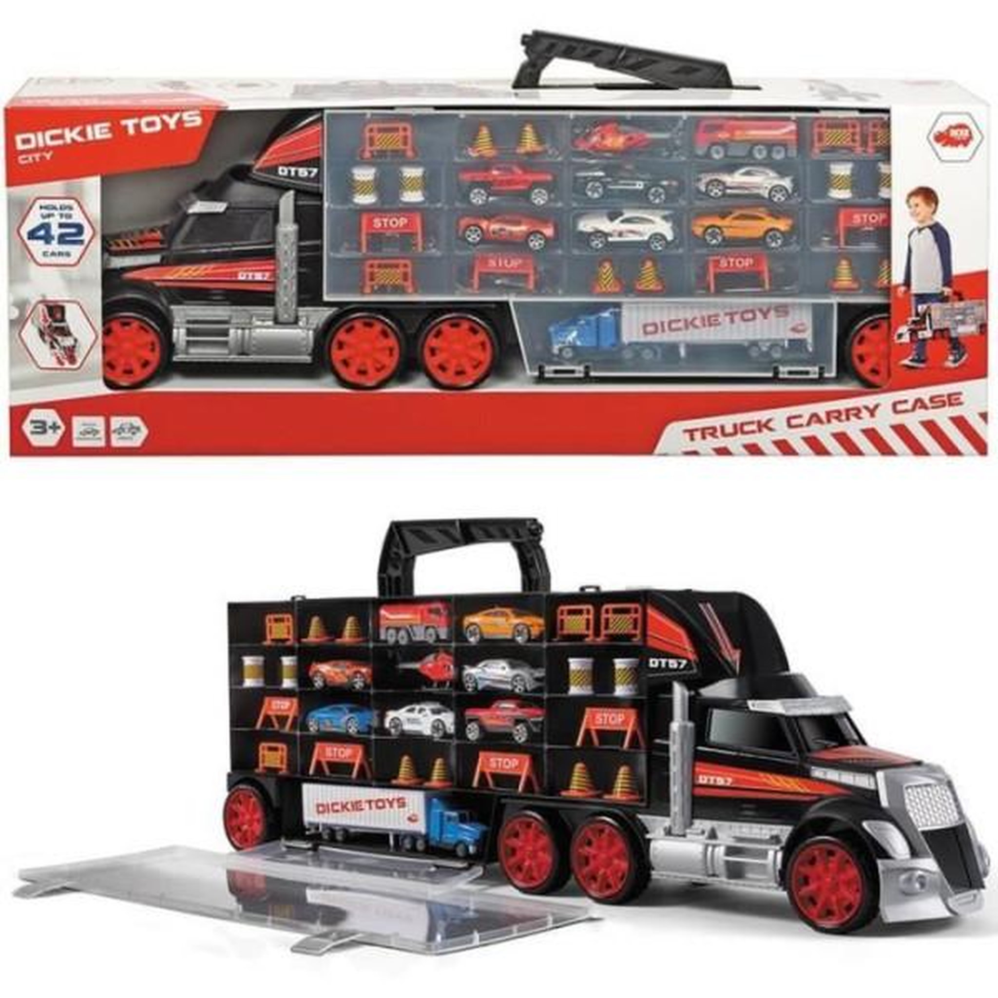 Voir la diapositive 1 : SIMBA.DICKIE.GROUP Camion transporteur de voitures - Dickie Toys - Truck Carry Case - 7 véhicules die-cast - 62cm